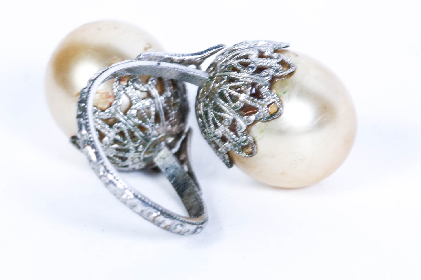 1890 - 1910 Edwardian Blister Mabe Pearl Jabot Stick Pin