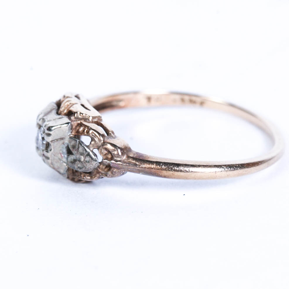 14K Edwardian Filigree Yellow Gold with Diamond Ring