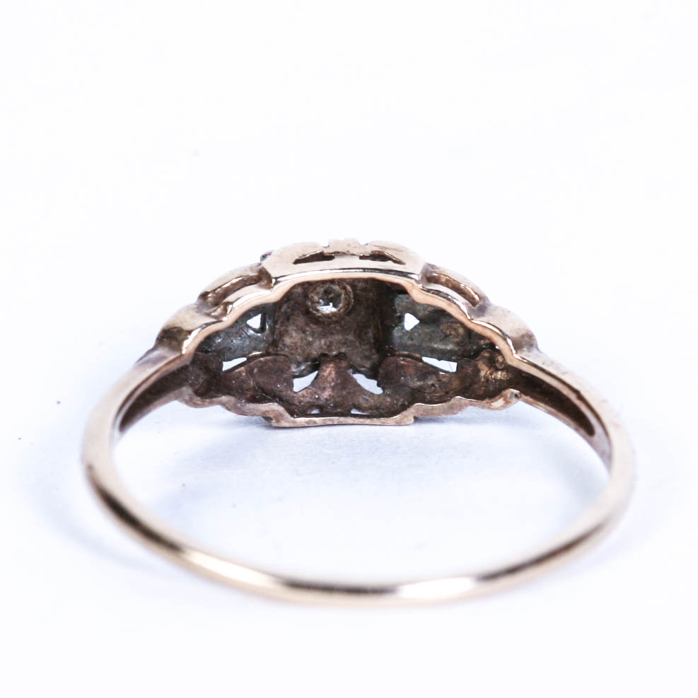 14K Edwardian Filigree Yellow Gold with Diamond Ring