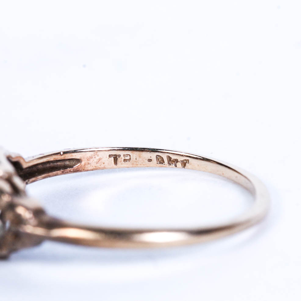 14K Edwardian Filigree Yellow Gold with Diamond Ring