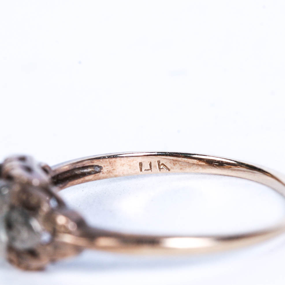 14K Edwardian Filigree Yellow Gold with Diamond Ring