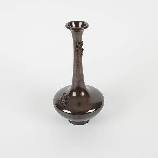 Vintage Bronze Vase with Frogs