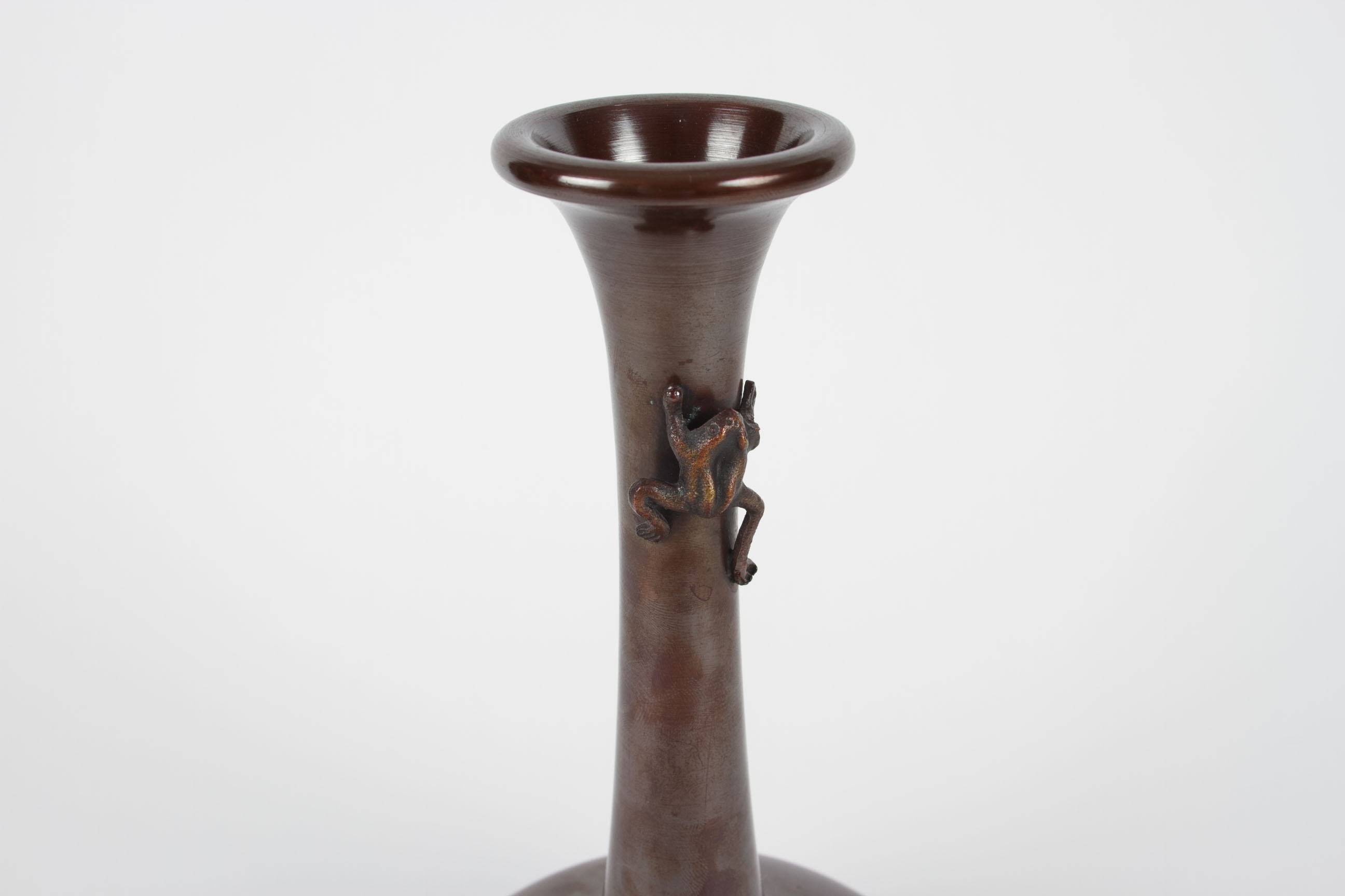 Vintage Bronze Vase with Frogs