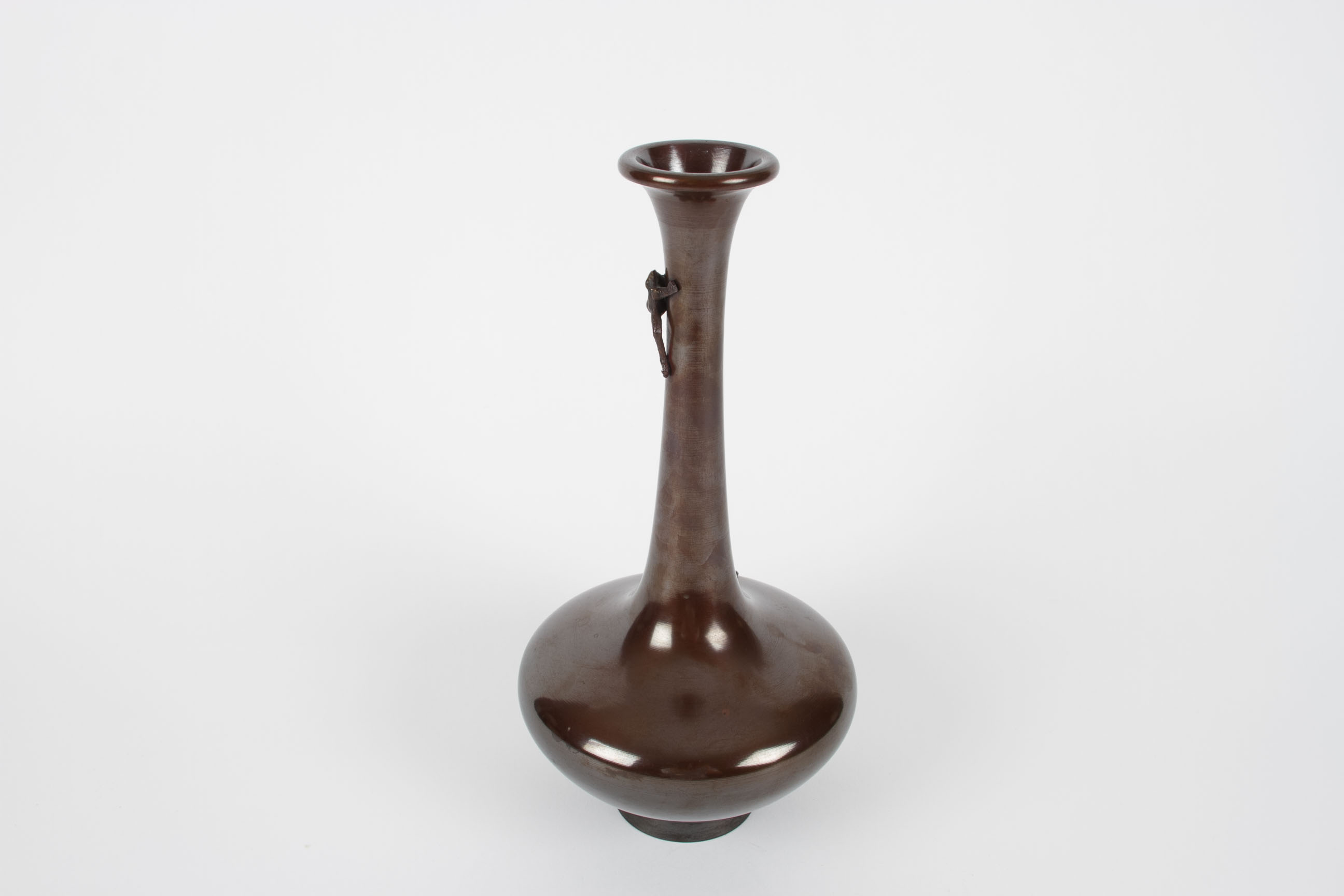 Vintage Bronze Vase with Frogs