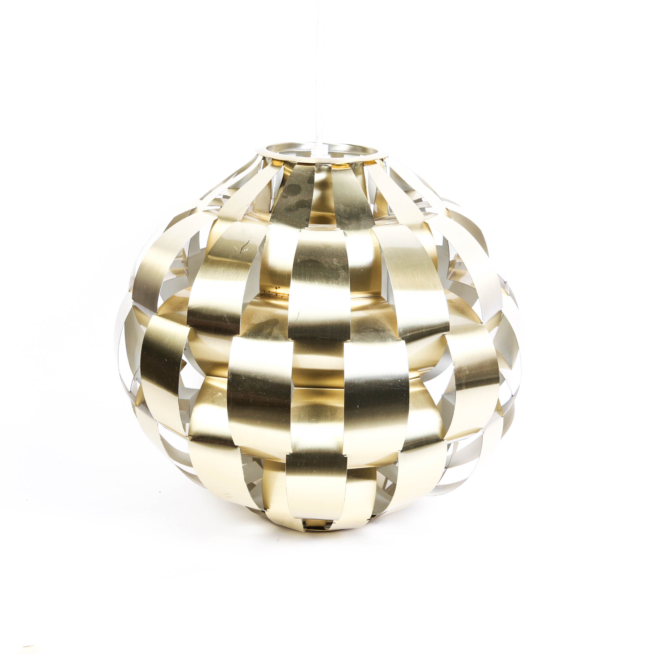 Vintage Gold Tone Aluminum Hanging Orb Lamp