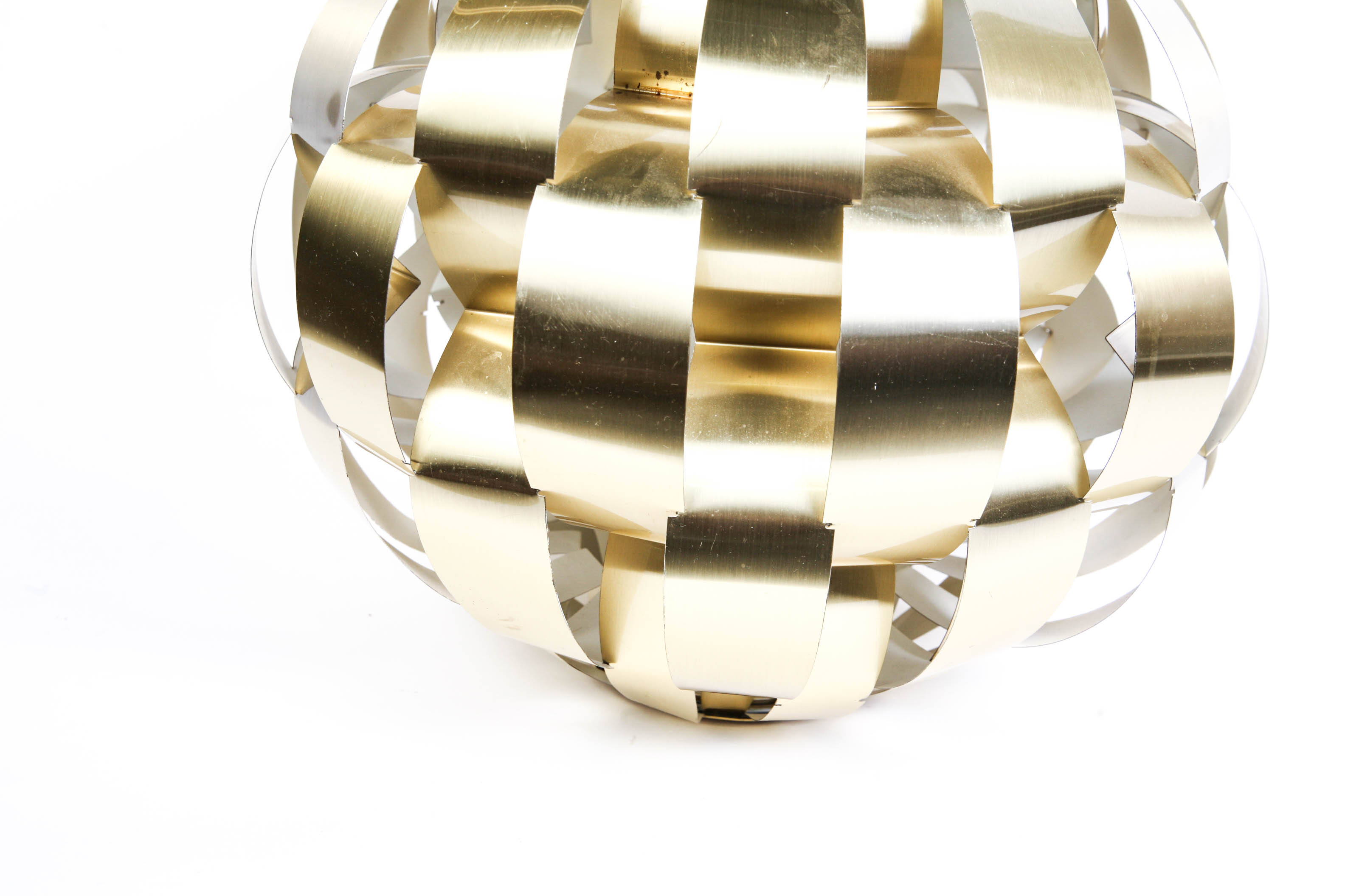 Vintage Gold Tone Aluminum Hanging Orb Lamp