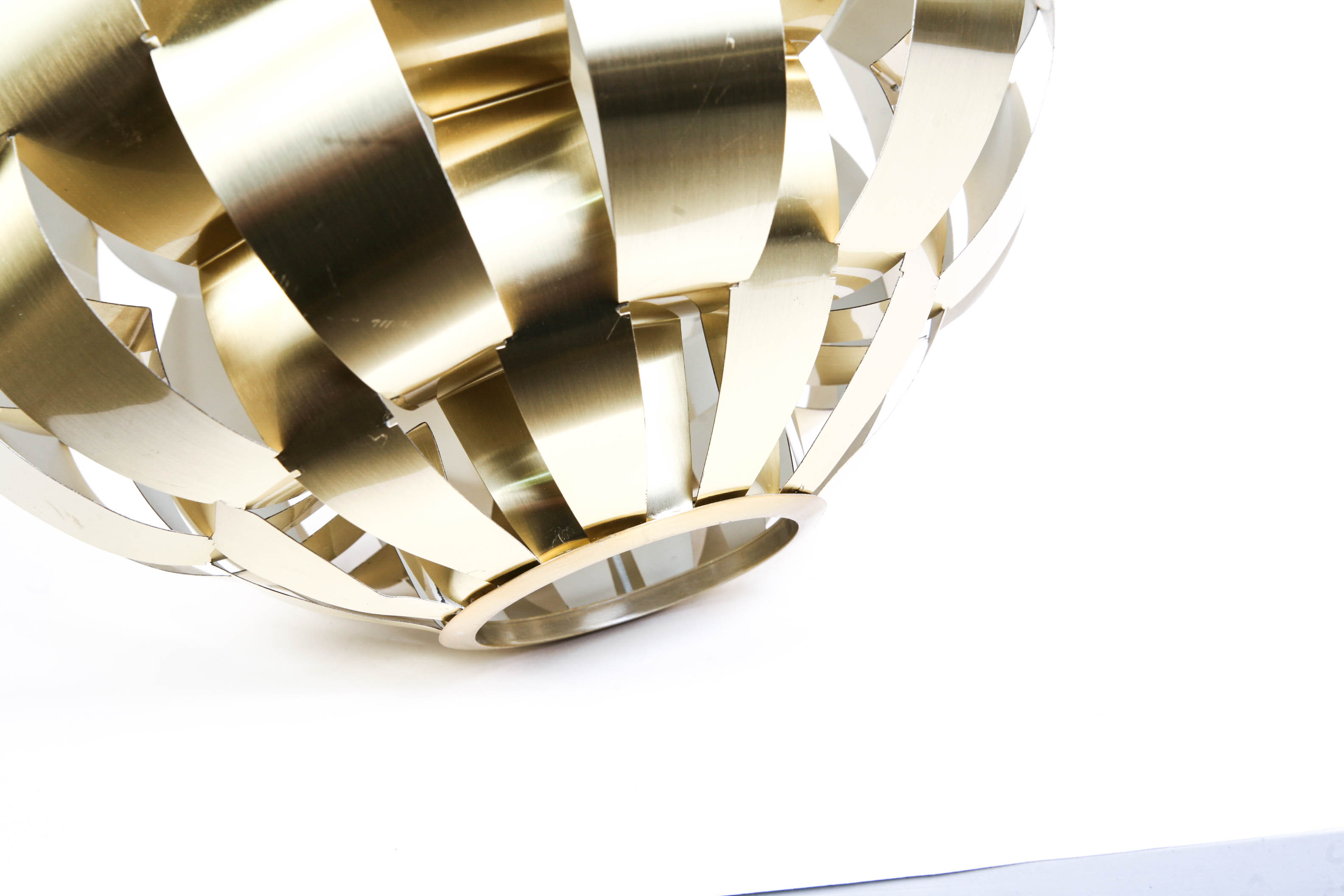 Vintage Gold Tone Aluminum Hanging Orb Lamp