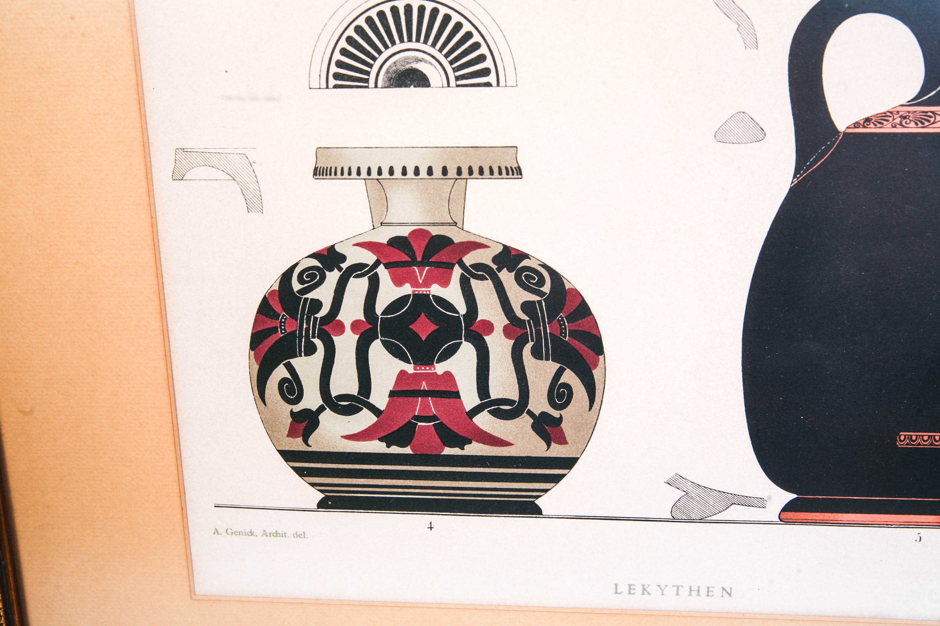 Etching of Two Greek Lekythens