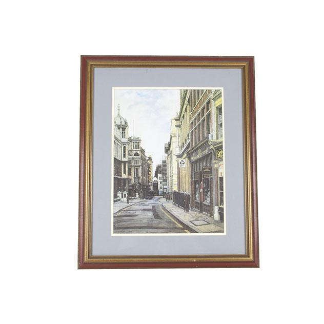 After C.C. Hall Streetscape Offset Lithograph