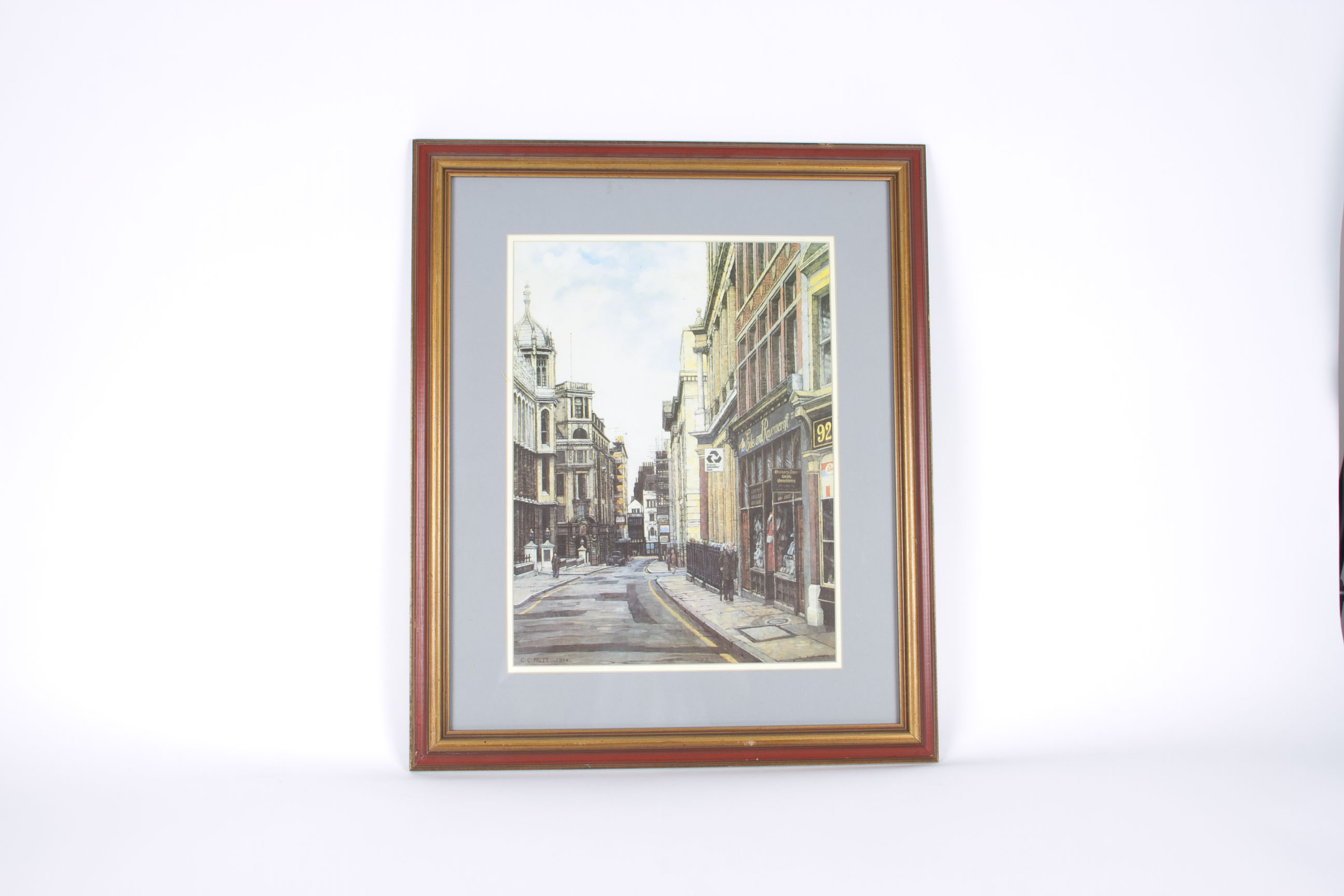 After C.C. Hall Streetscape Offset Lithograph