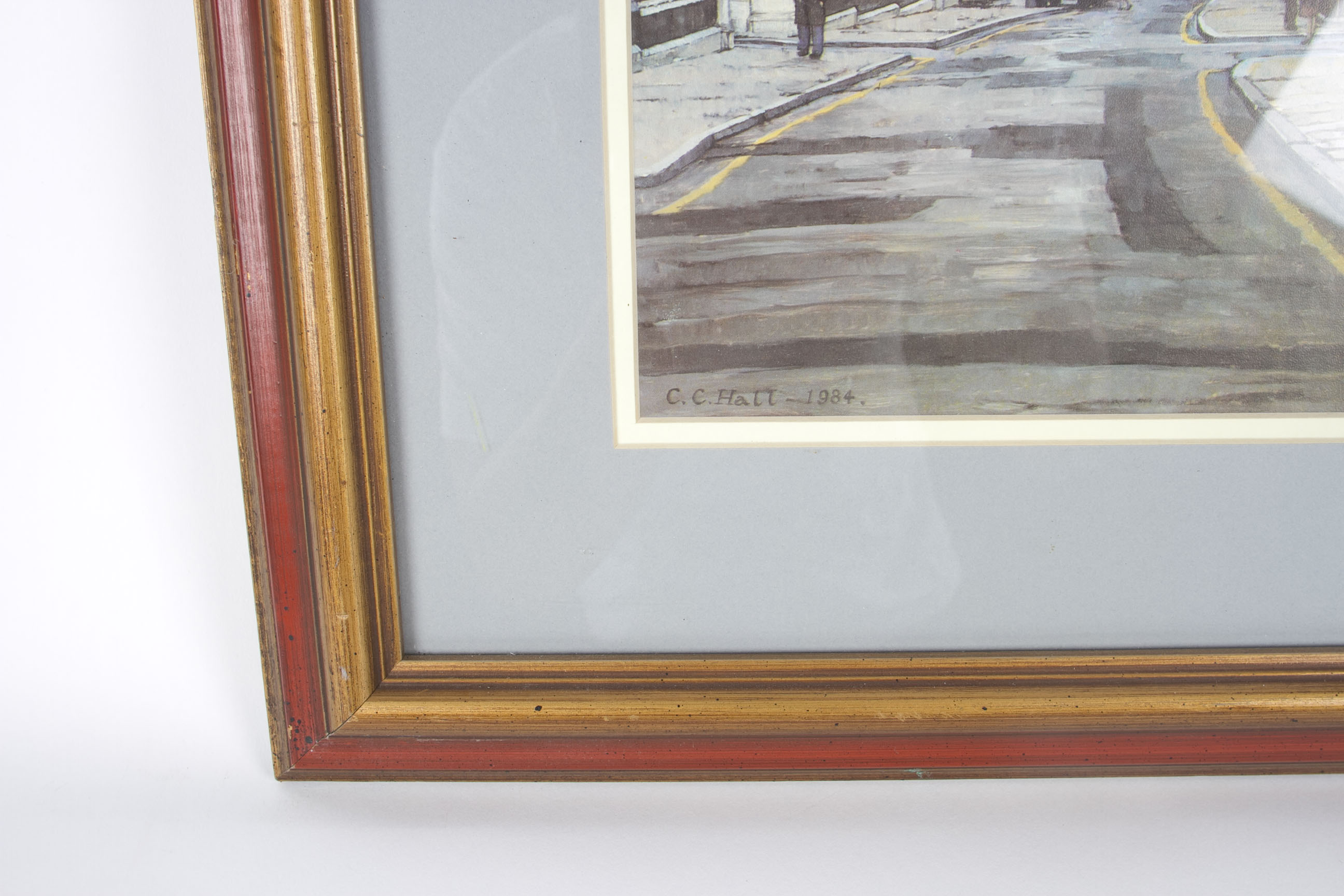 After C.C. Hall Streetscape Offset Lithograph