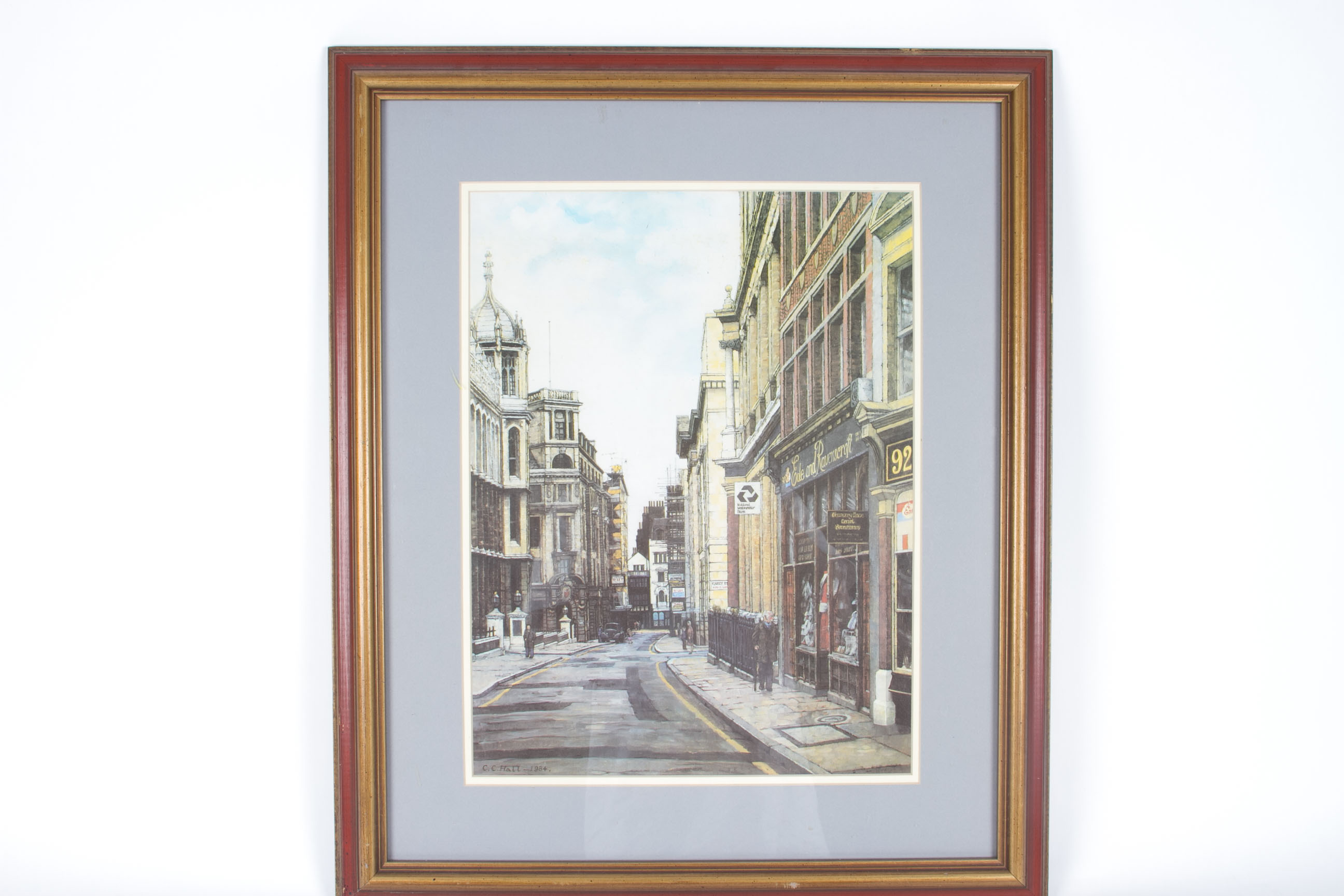 After C.C. Hall Streetscape Offset Lithograph