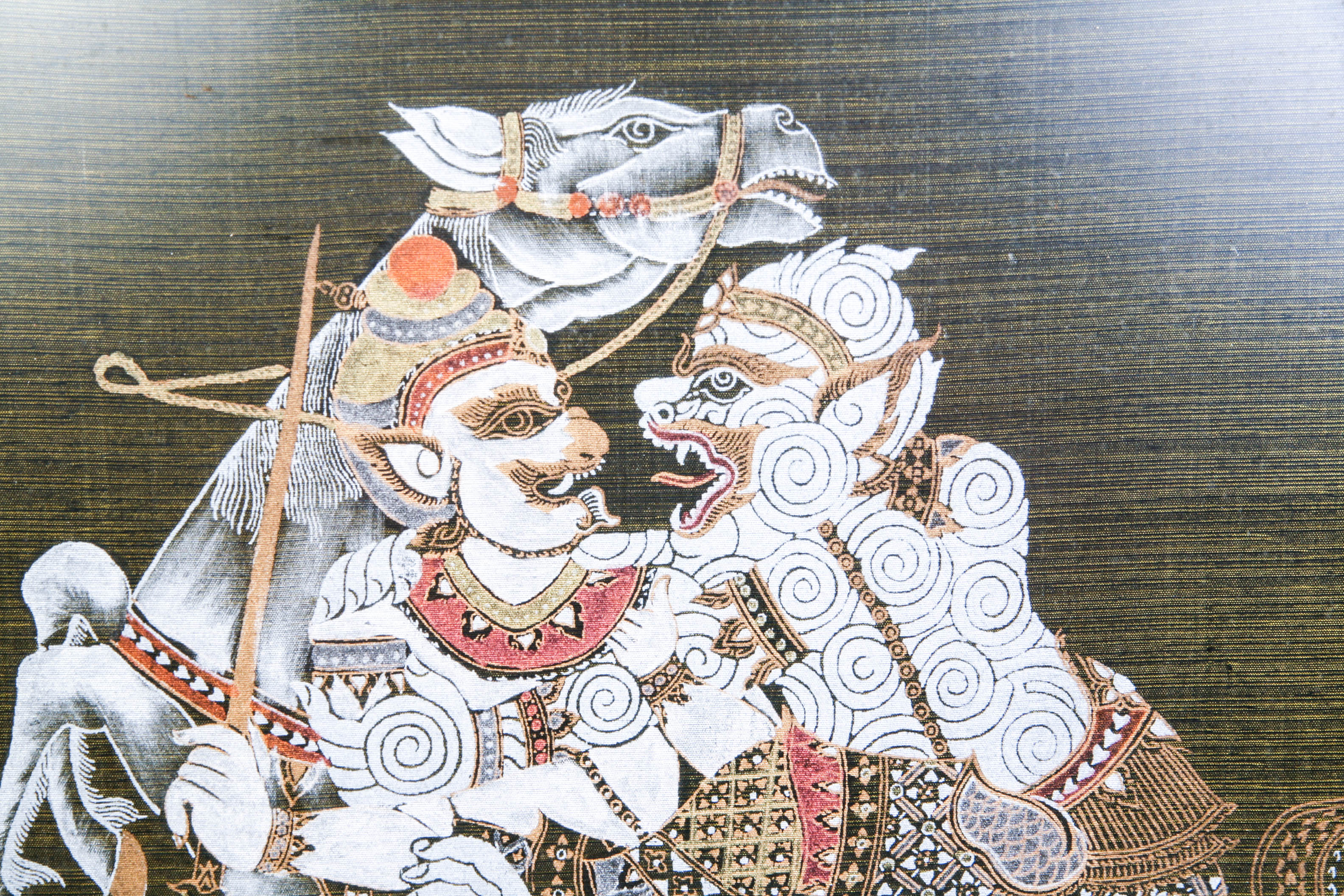 Framed Mythological Painting on Silk