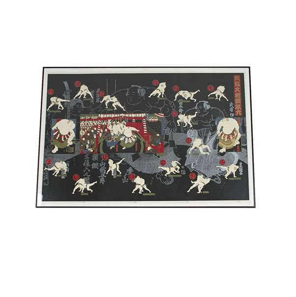 Japanese Decorative Paper Depicting Sumo In Ukiyo-e Style
