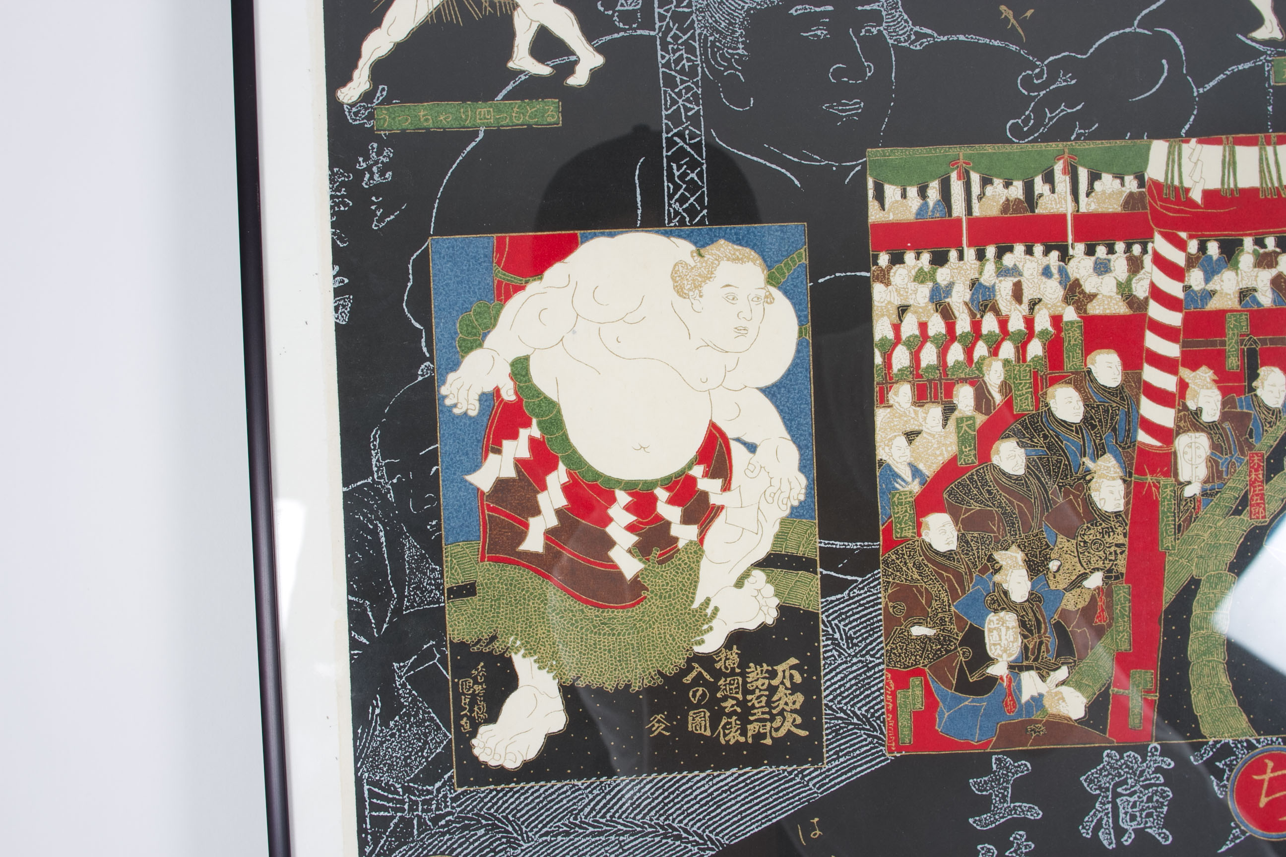 Japanese Decorative Paper Depicting Sumo In Ukiyo-e Style