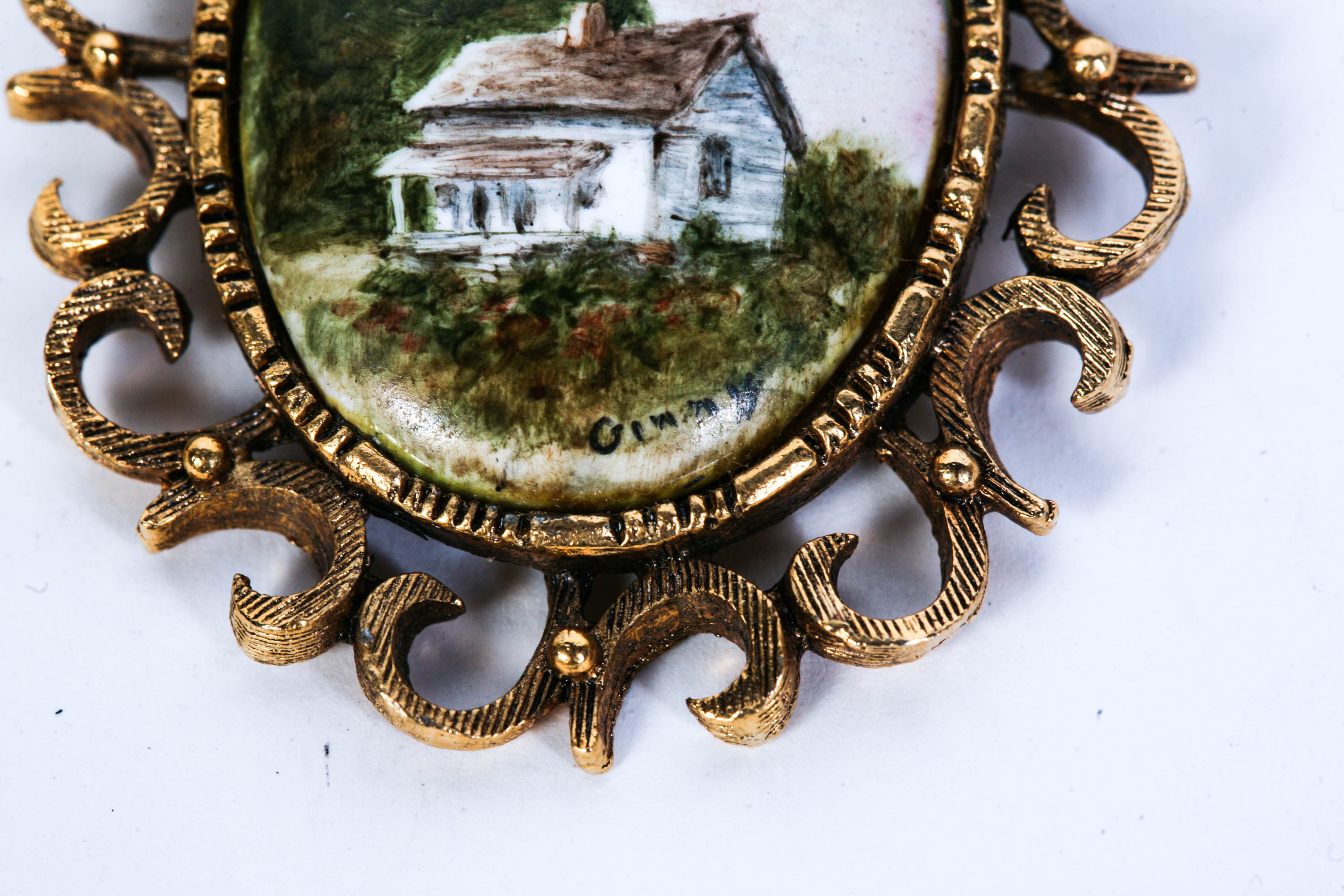 Signed Hand-Painted Brooch