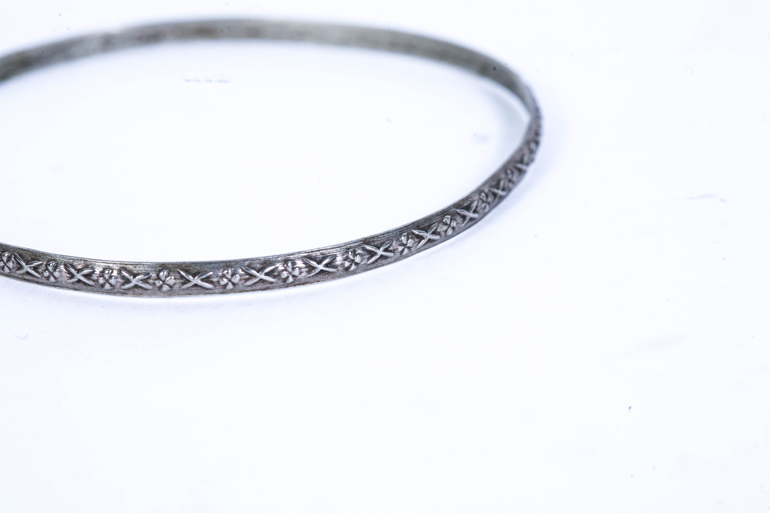 Sterling Silver Bangle Bracelet and Sterling Silver Post Hoop Earrings