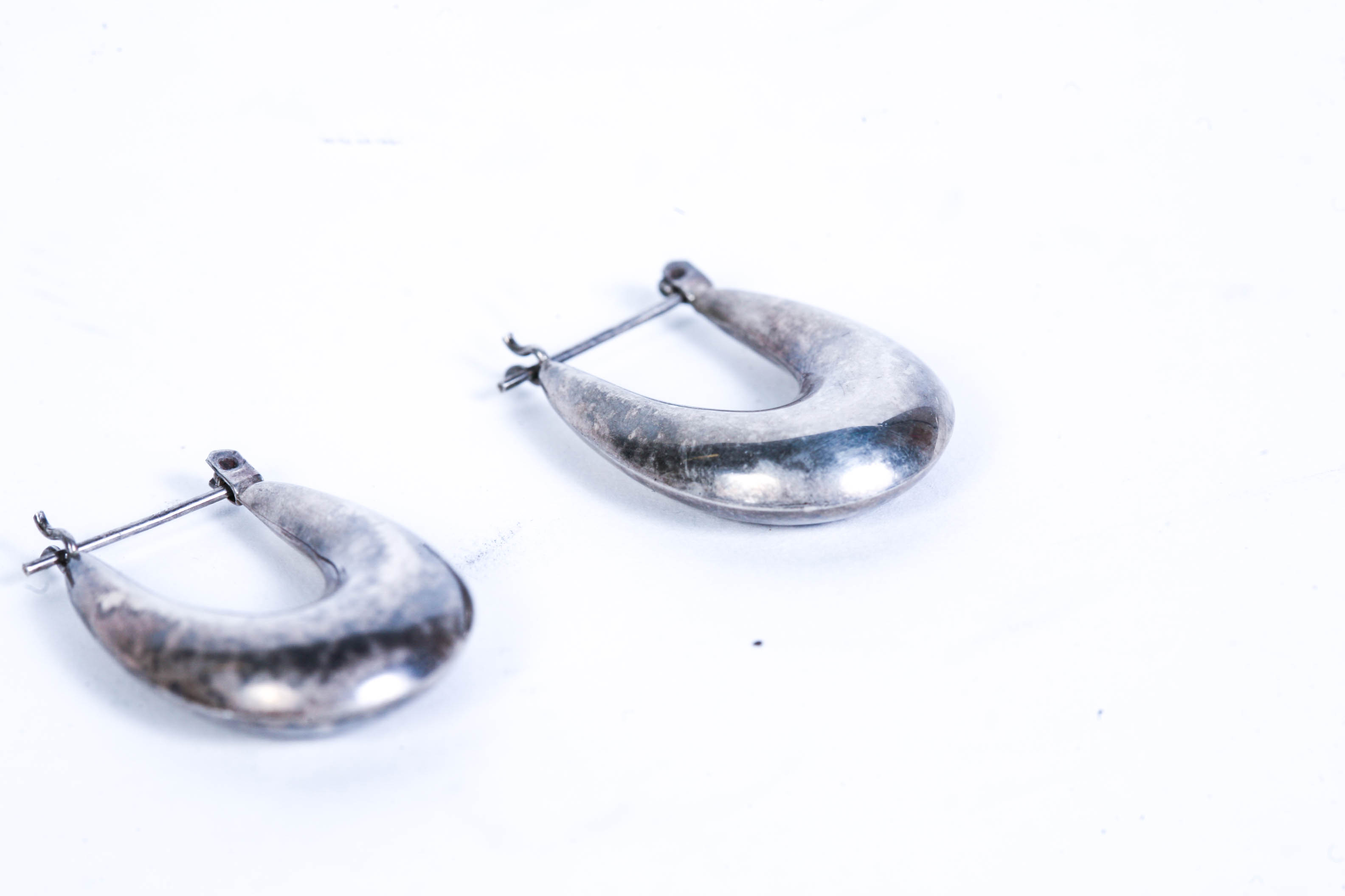 Sterling Silver Bangle Bracelet and Sterling Silver Post Hoop Earrings