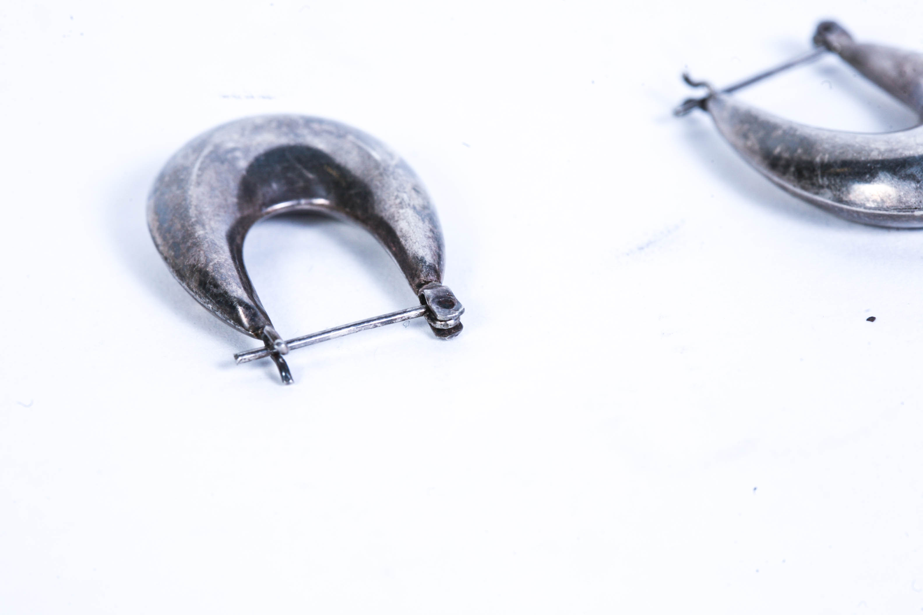 Sterling Silver Bangle Bracelet and Sterling Silver Post Hoop Earrings