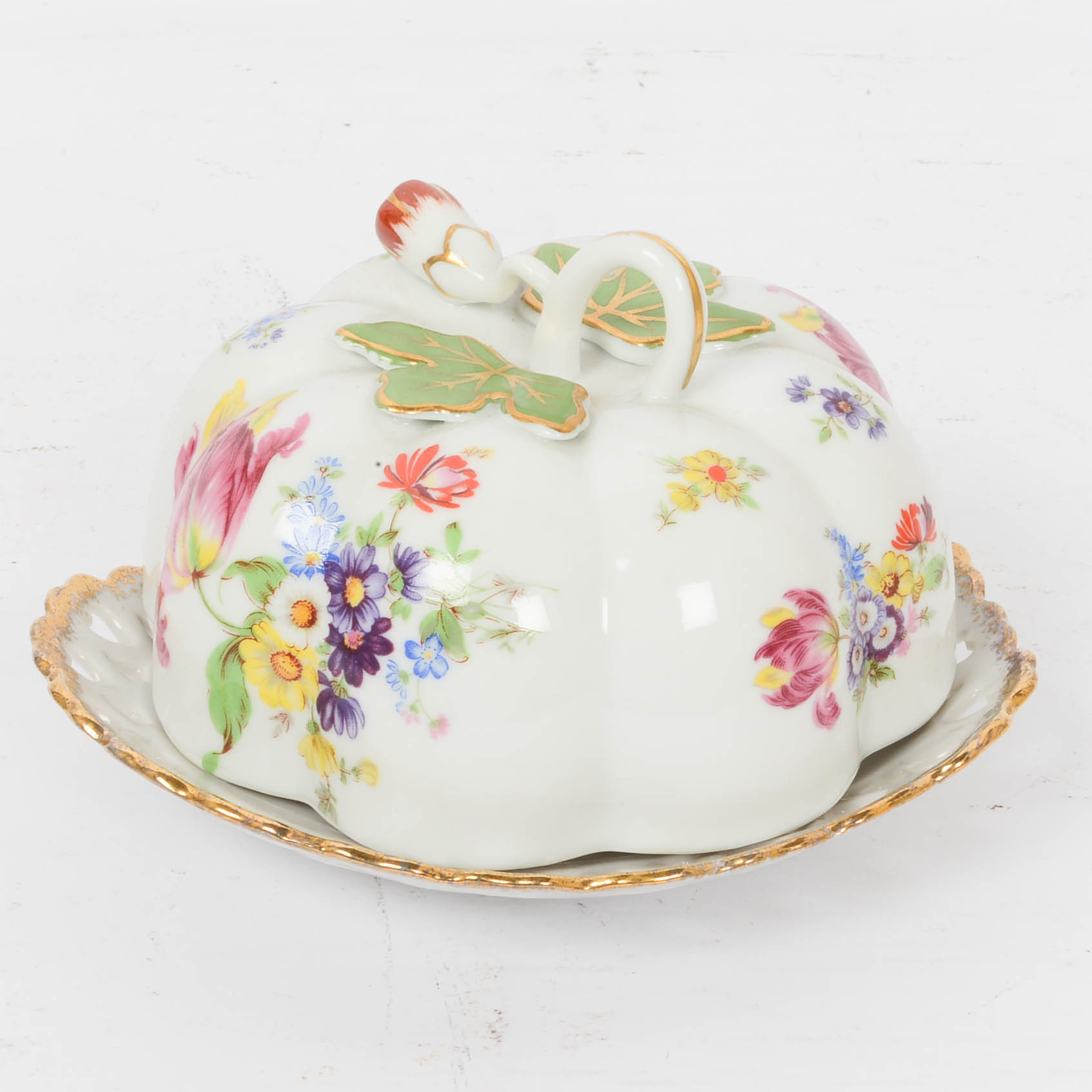 Dresden Style Floral Patterned Porcelain Dish