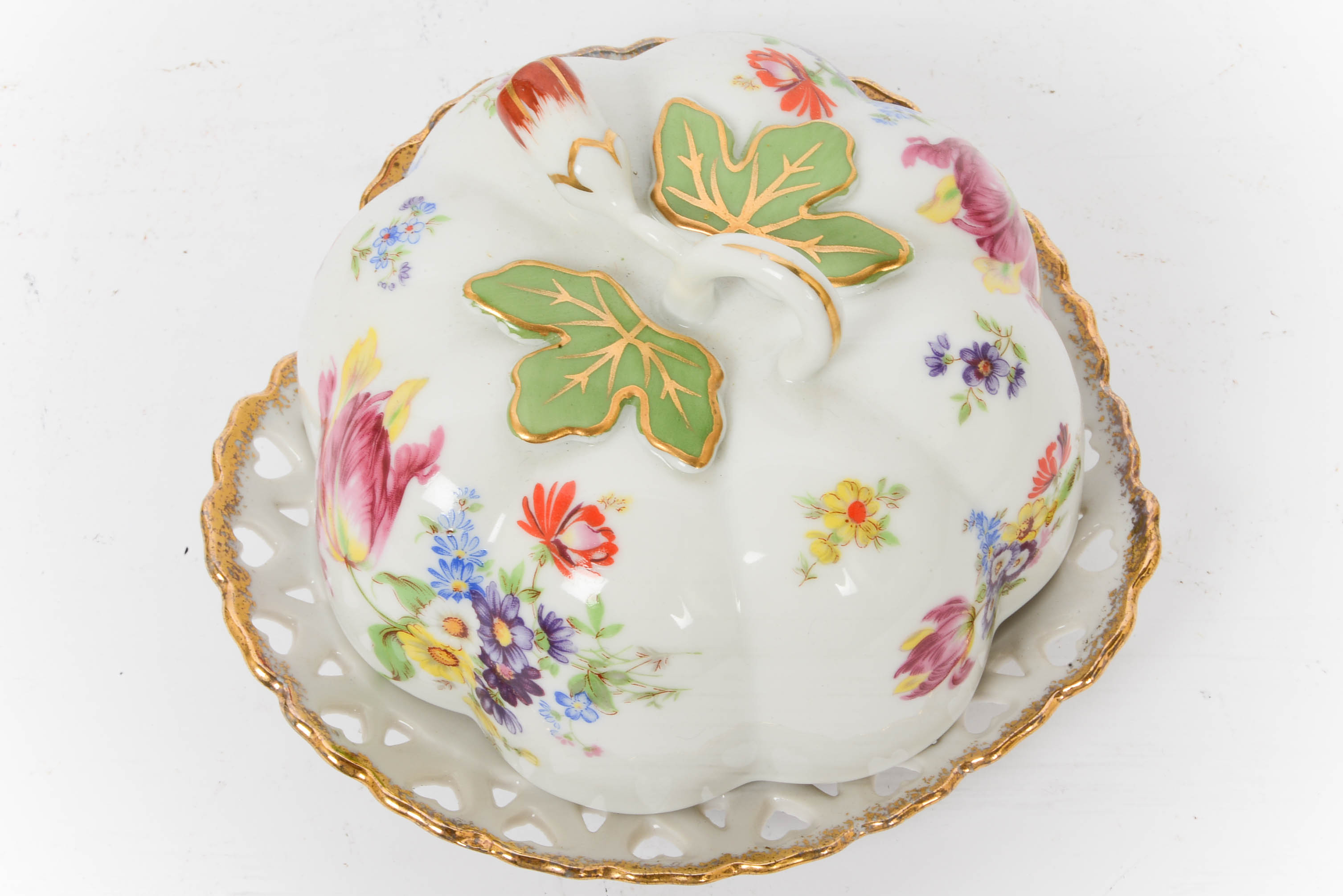 Dresden Style Floral Patterned Porcelain Dish