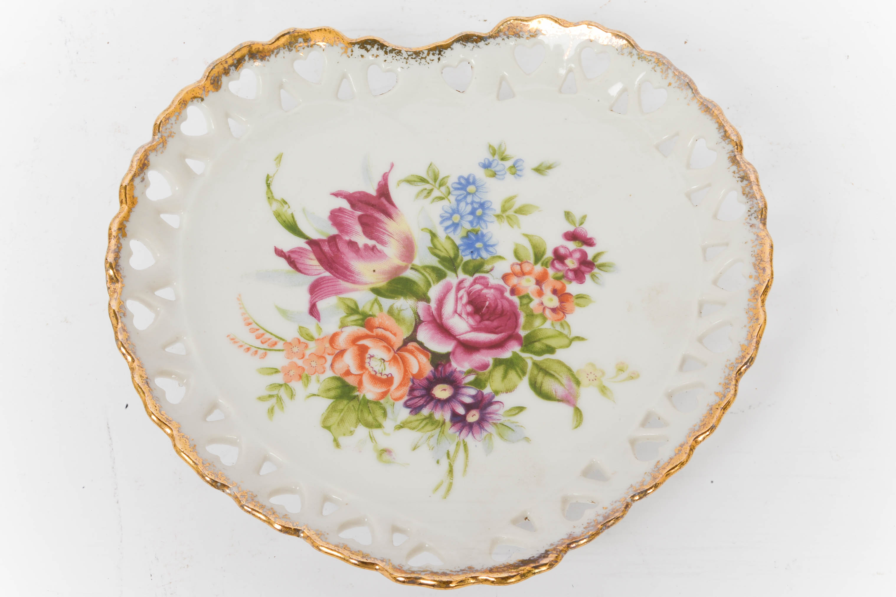 Dresden Style Floral Patterned Porcelain Dish