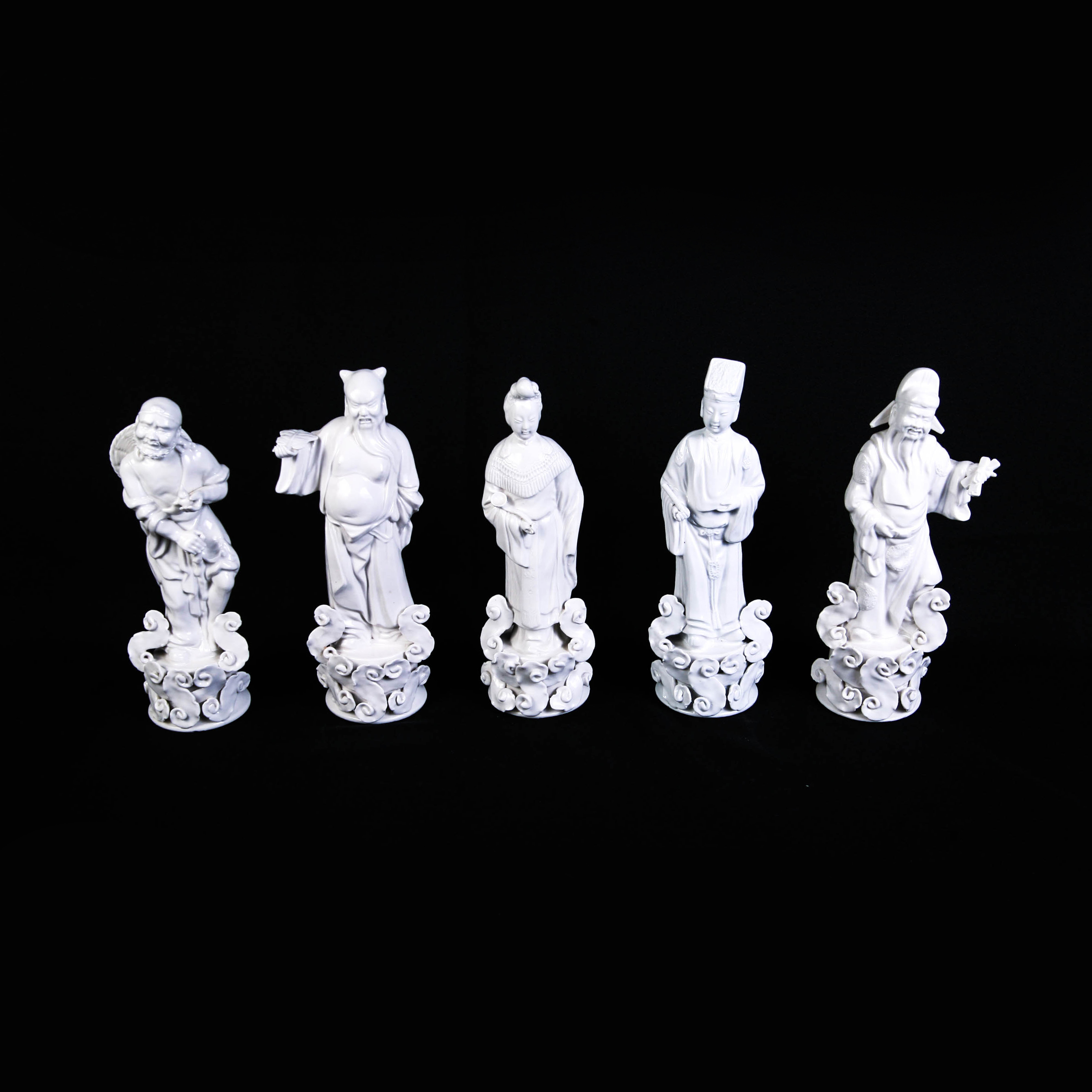 Set of Five Vintage White Chinese Porcelain Figures
