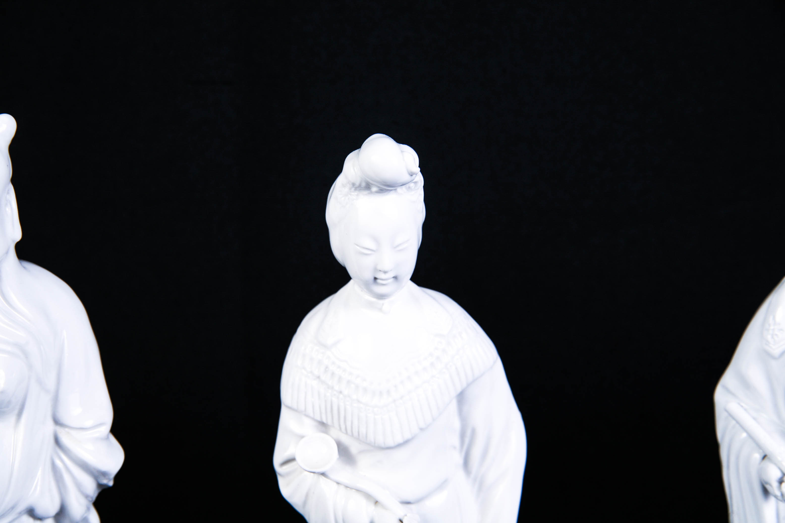 Set of Five Vintage White Chinese Porcelain Figures