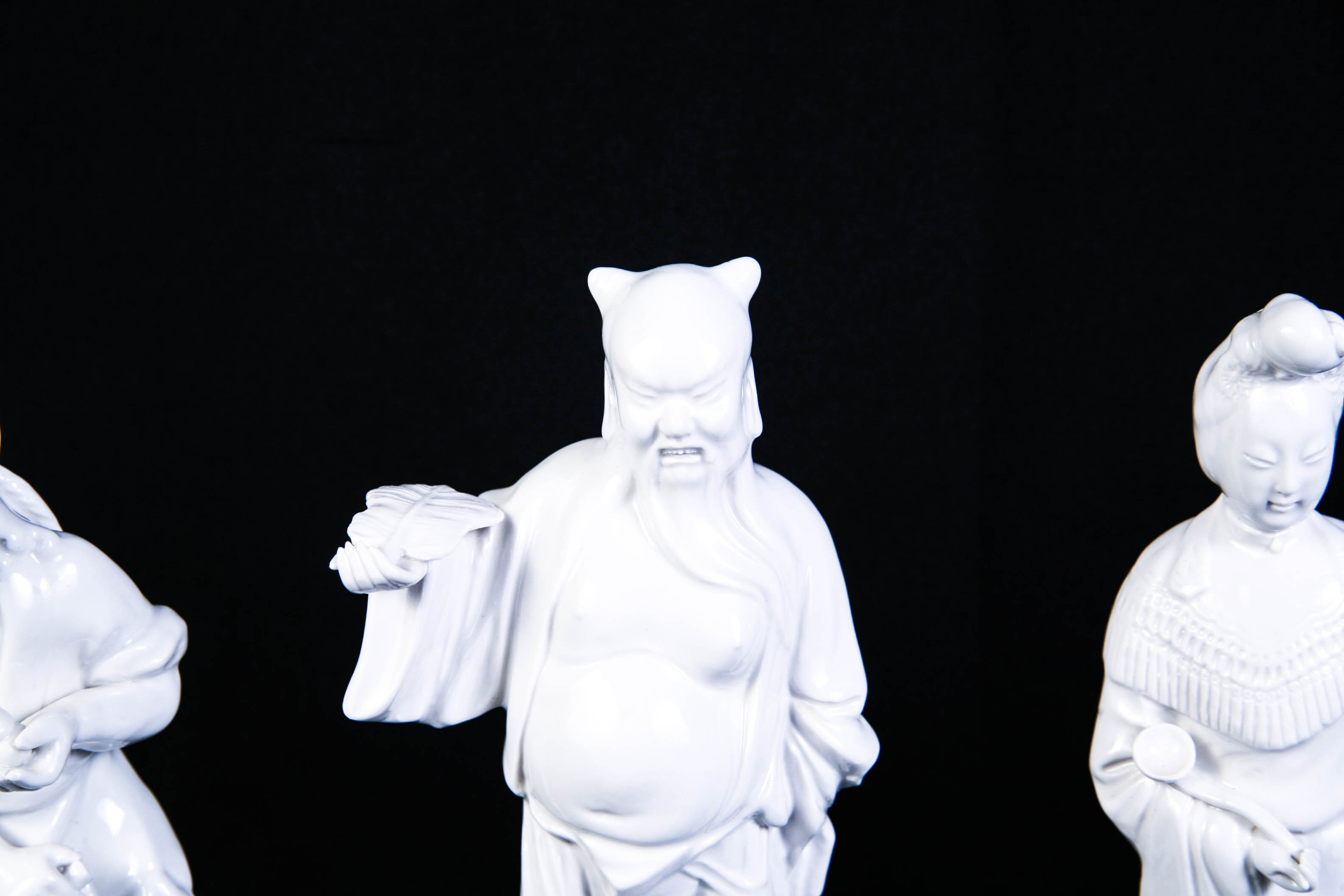 Set of Five Vintage White Chinese Porcelain Figures