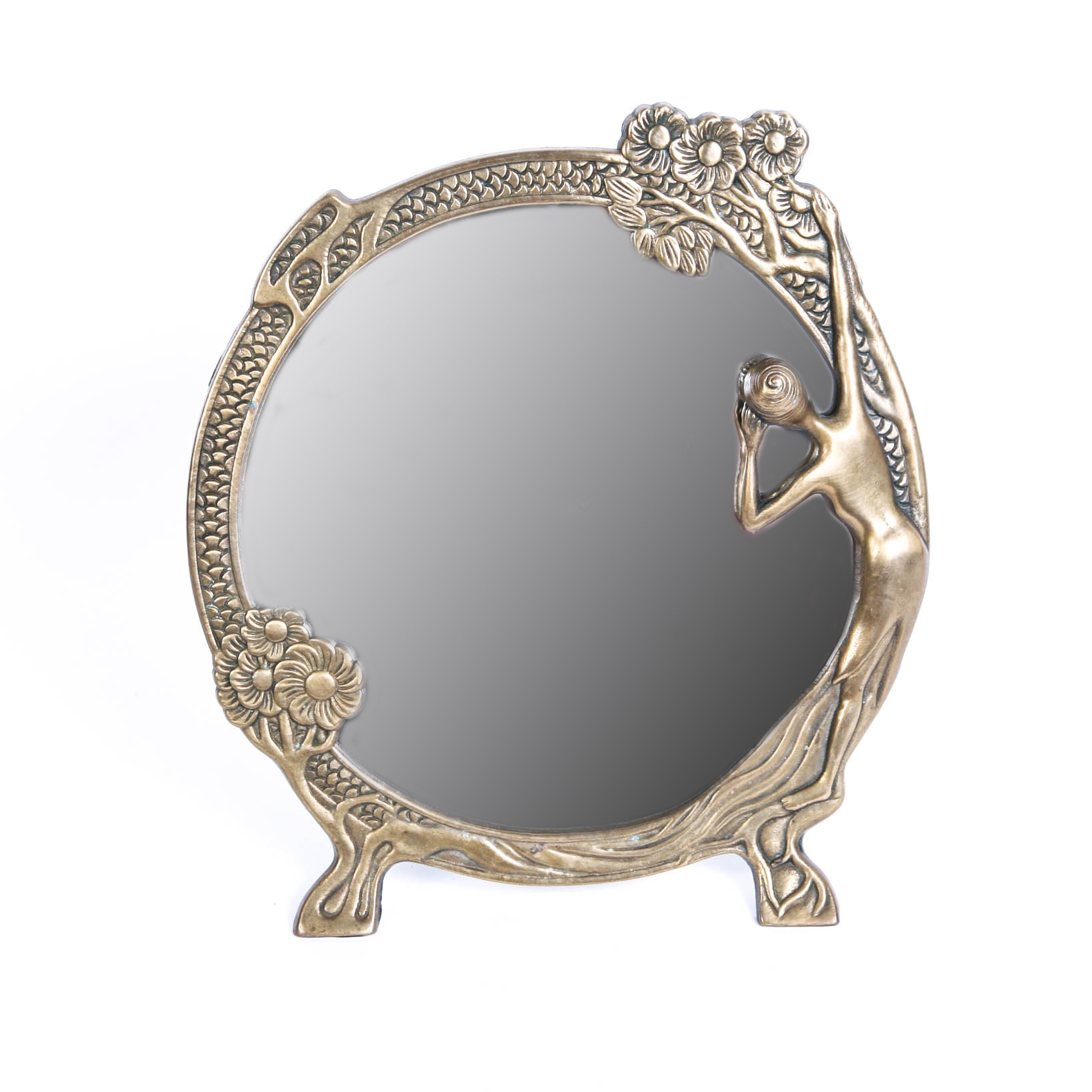 Vintage Brass Art Deco Vanity Mirror