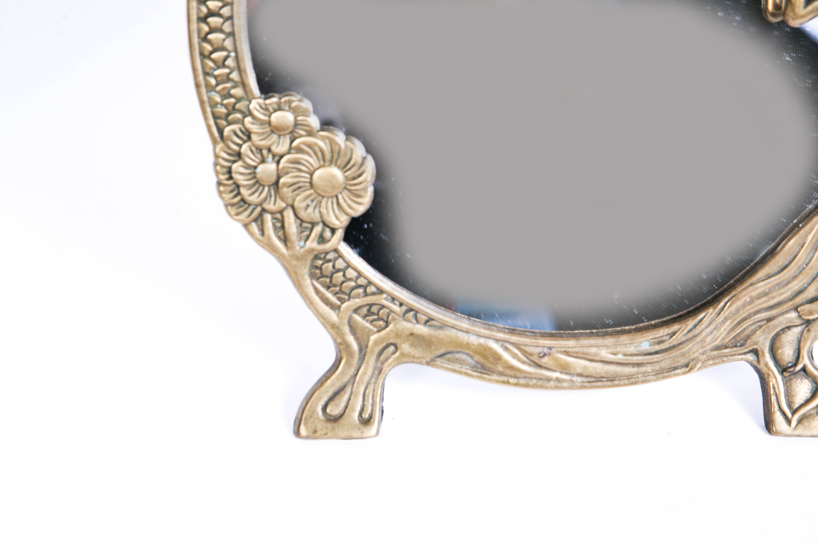 Vintage Brass Art Deco Vanity Mirror