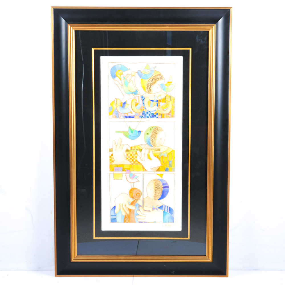 Dorit Levi Original Watercolor "Three Steps for Enlightenment"