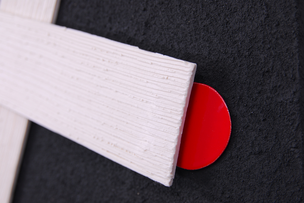 Rima Schulkind Mixed Media Black, White and Red Wall Scuplture