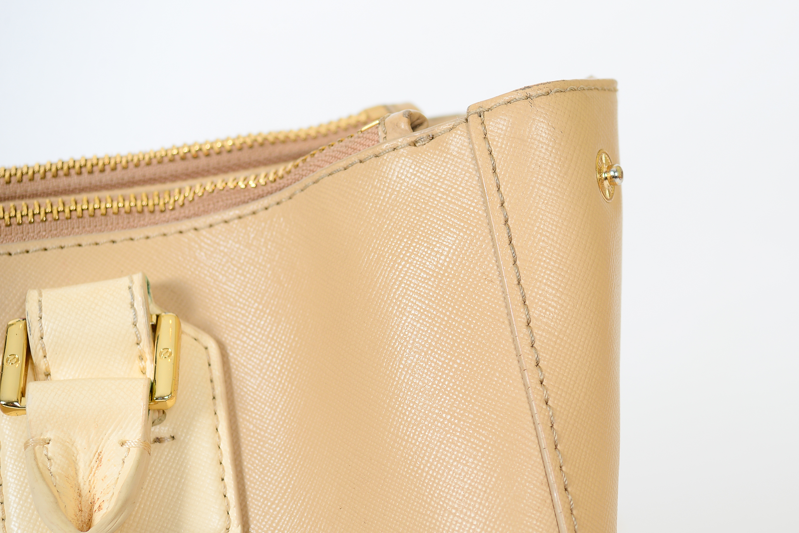 Beige and White Leather Tory Burch Handbag