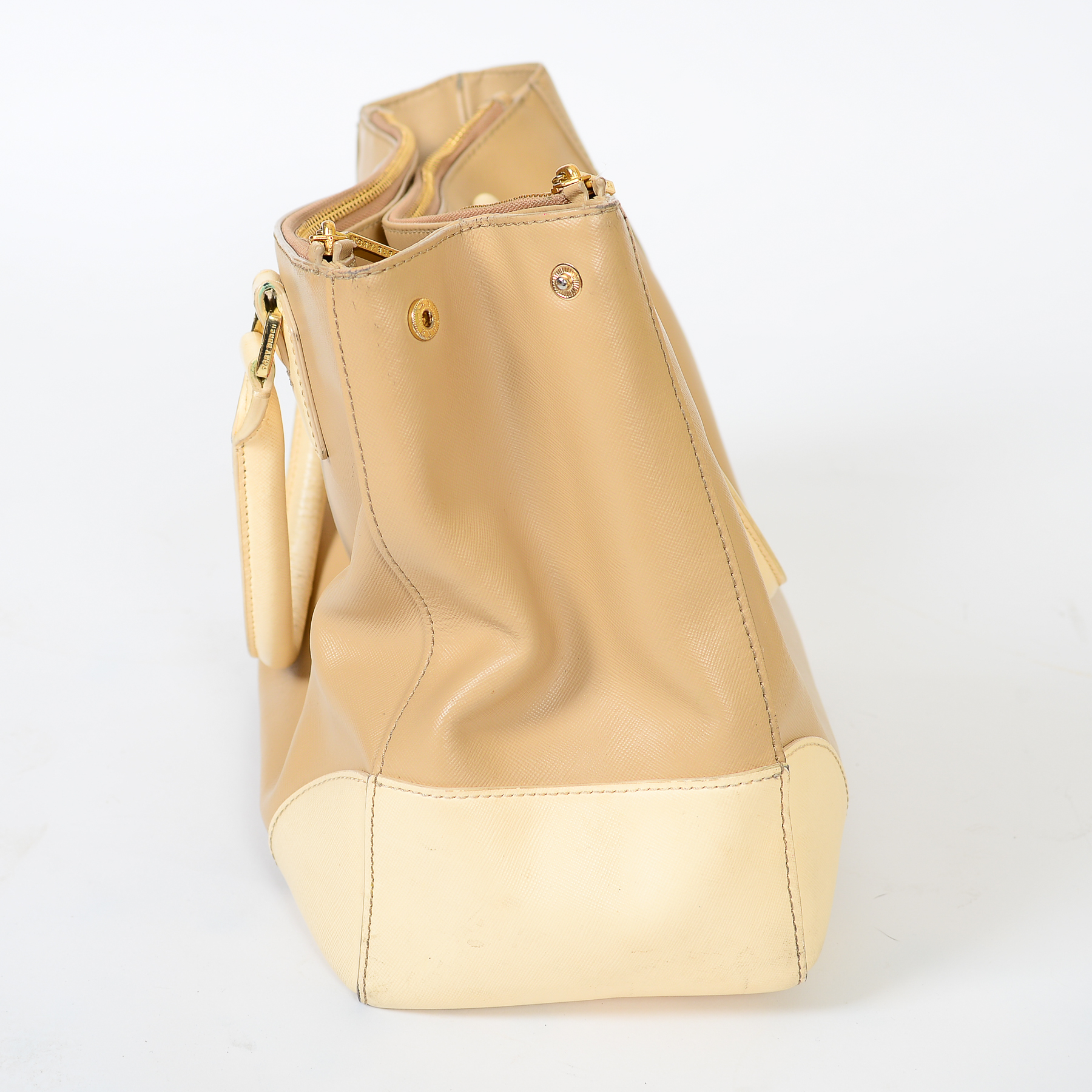 Beige and White Leather Tory Burch Handbag