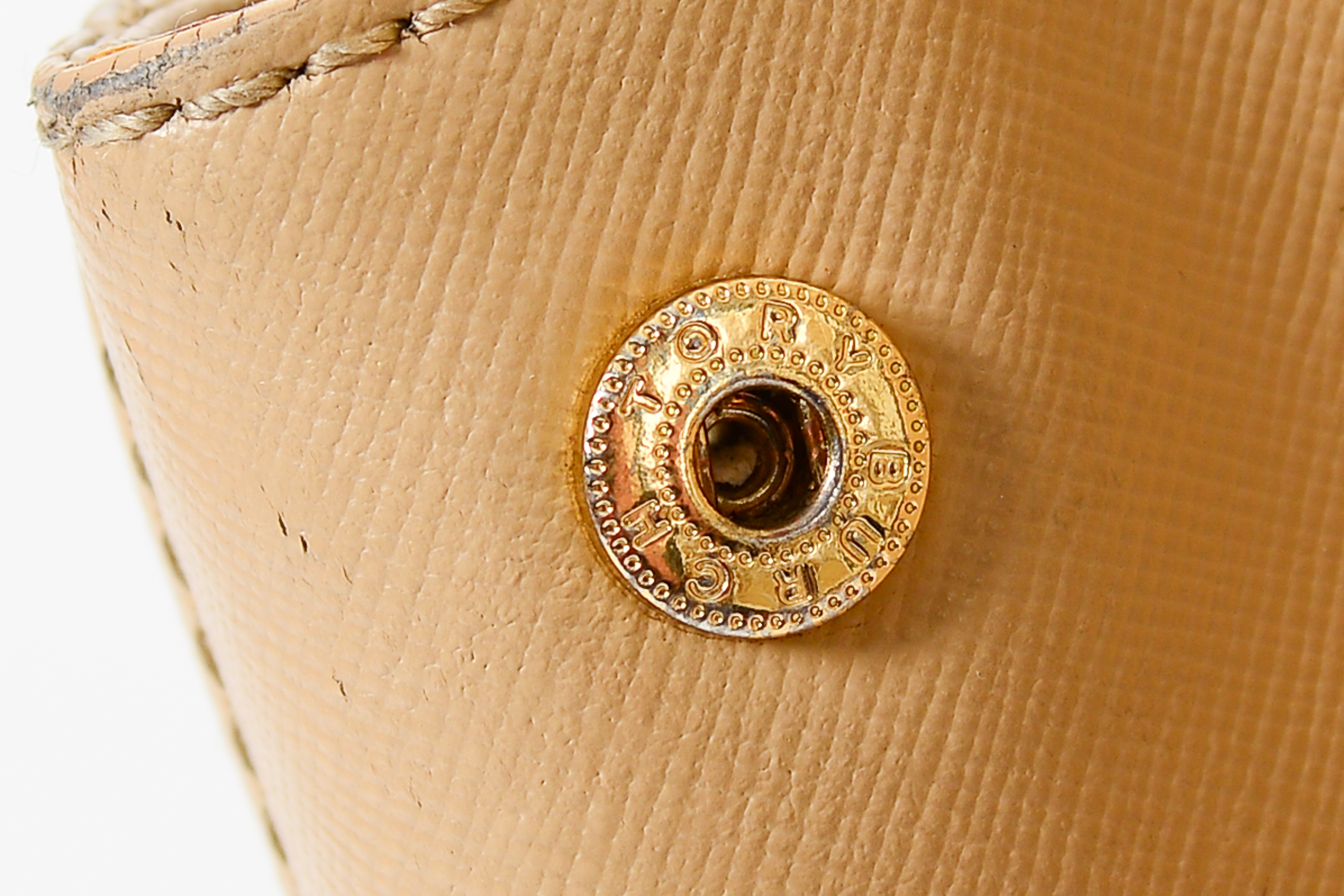 Beige and White Leather Tory Burch Handbag