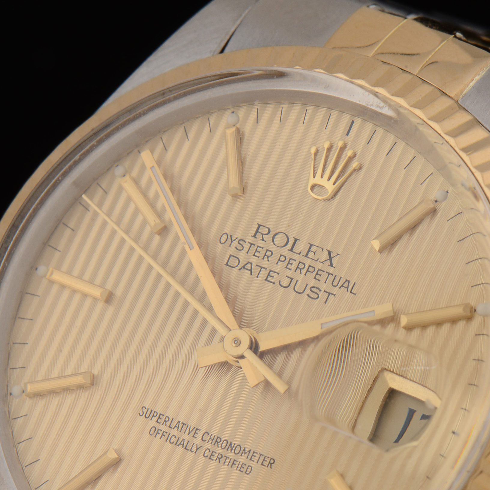 Men's  Rolex Perpetual Datejust 18K Yellow Gold and Steel Champagne Tapestry Automatic Watch