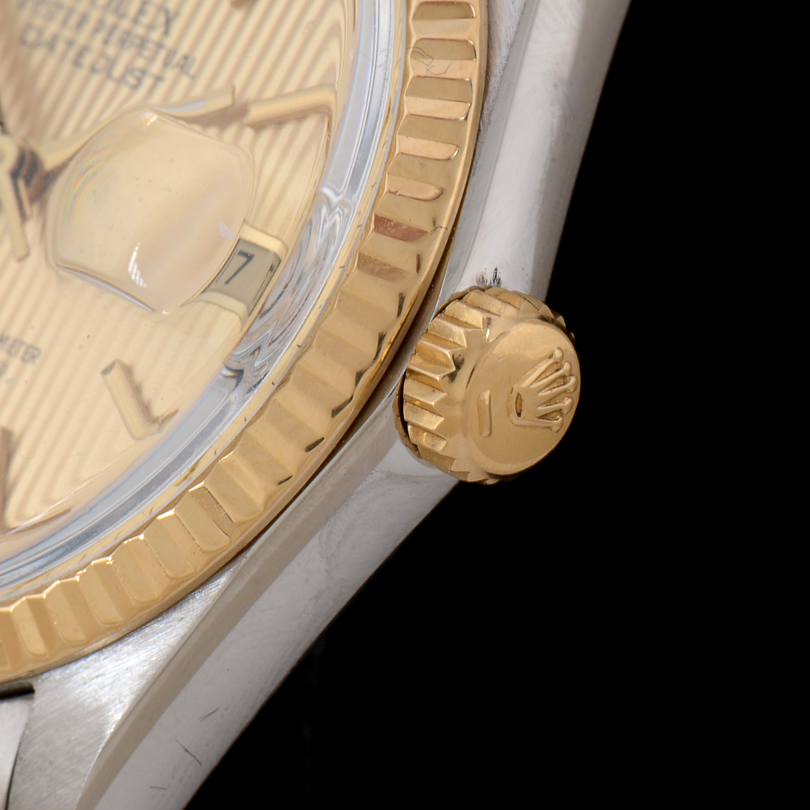 Men's  Rolex Perpetual Datejust 18K Yellow Gold and Steel Champagne Tapestry Automatic Watch