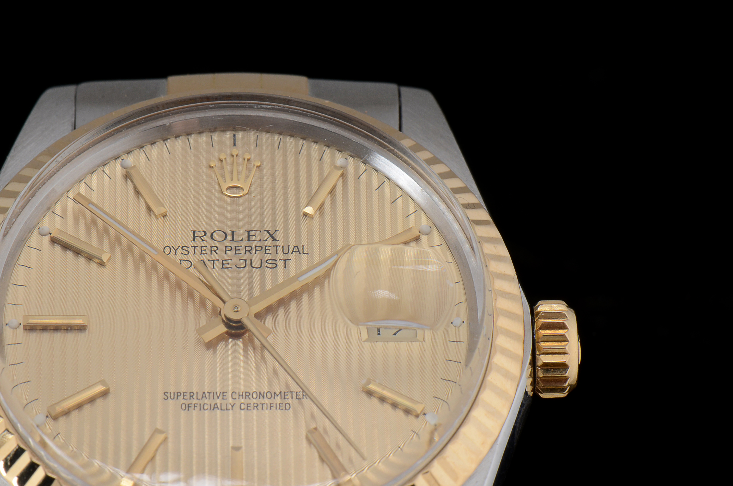 Men's  Rolex Perpetual Datejust 18K Yellow Gold and Steel Champagne Tapestry Automatic Watch