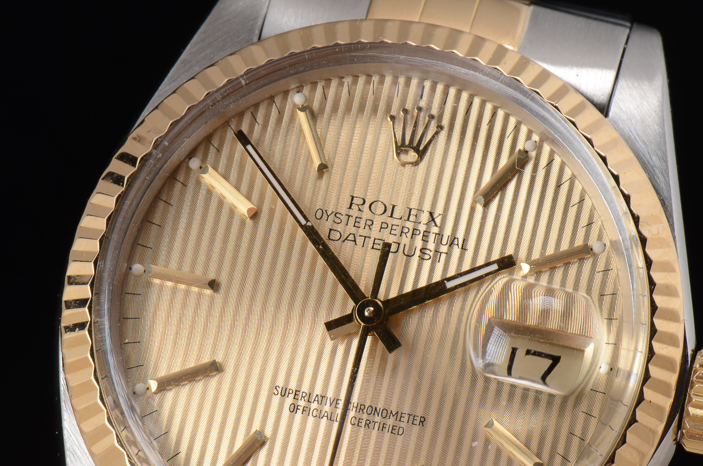 Men's  Rolex Perpetual Datejust 18K Yellow Gold and Steel Champagne Tapestry Automatic Watch