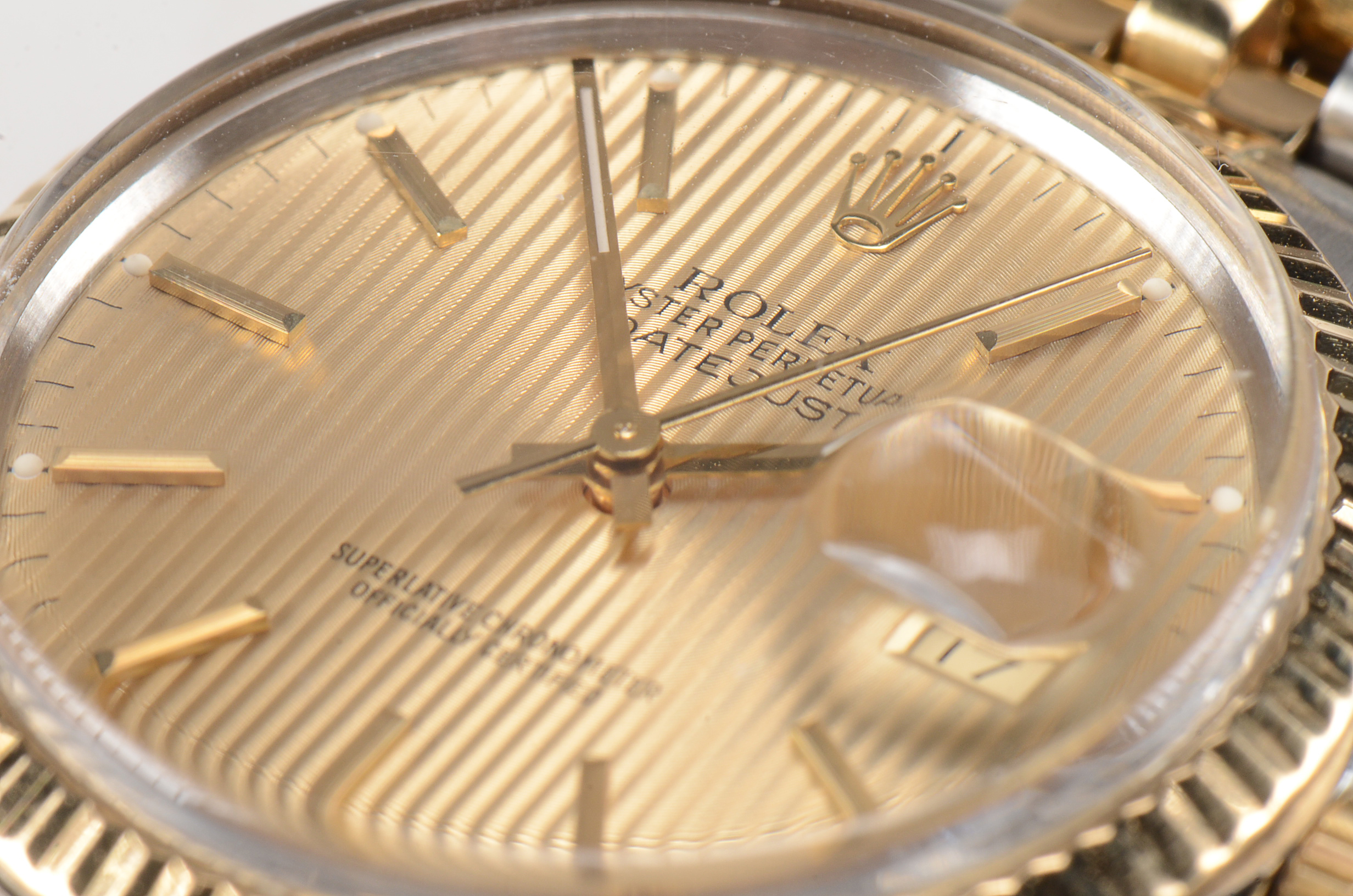 Men's  Rolex Perpetual Datejust 18K Yellow Gold and Steel Champagne Tapestry Automatic Watch