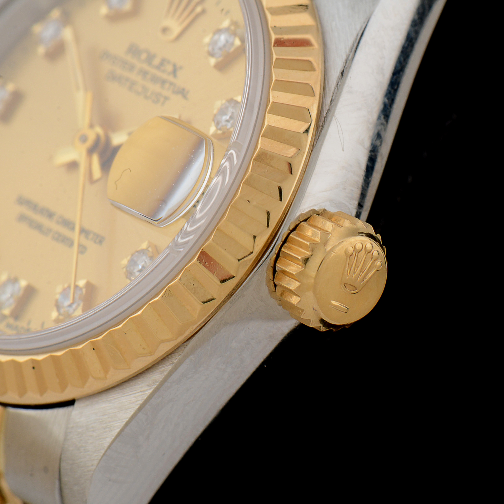 Women's Rolex Datejust 18K Yellow Gold and Stainless Steel Champagne Diamond Dial Automatic Watch