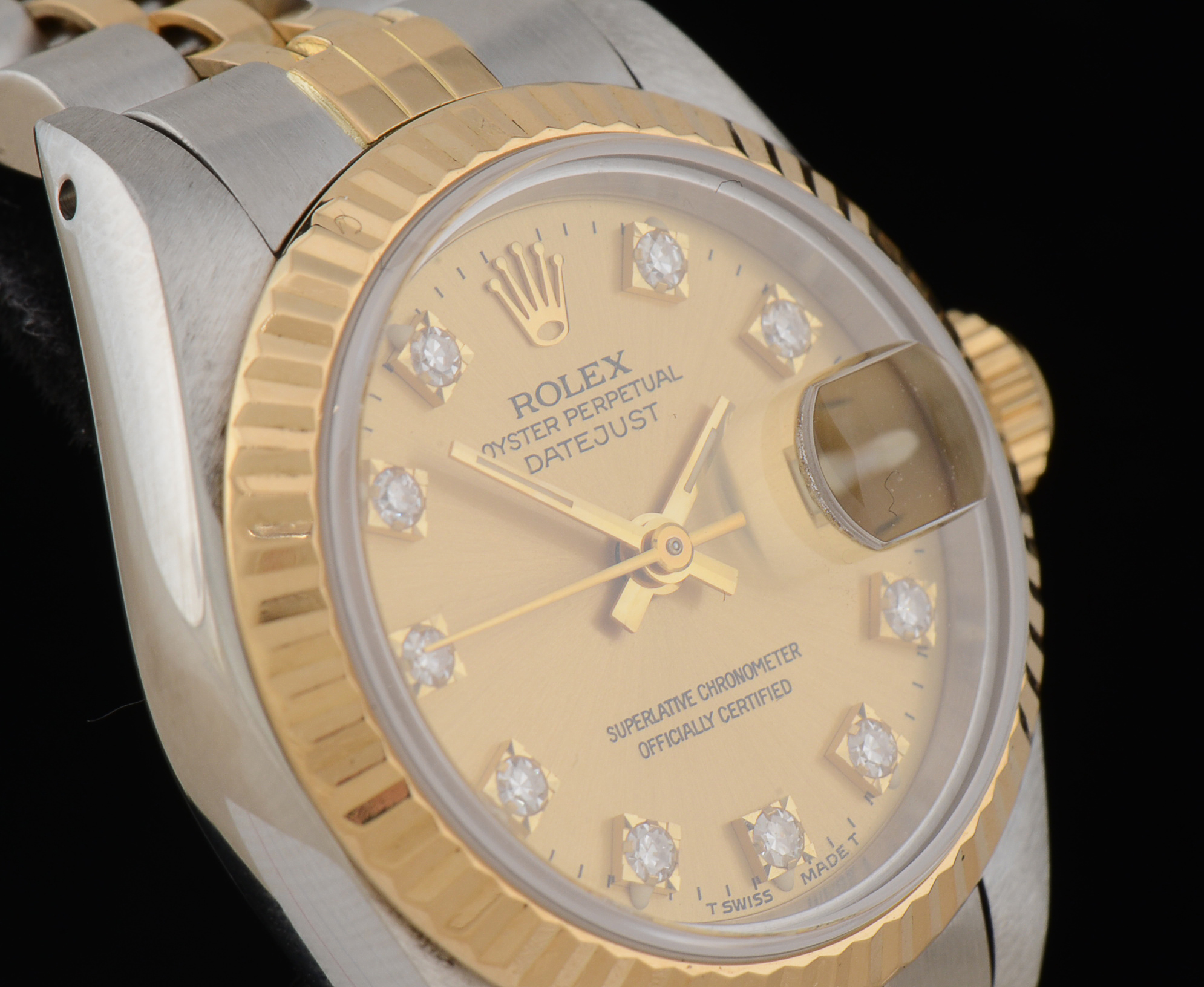 Women's Rolex Datejust 18K Yellow Gold and Stainless Steel Champagne Diamond Dial Automatic Watch