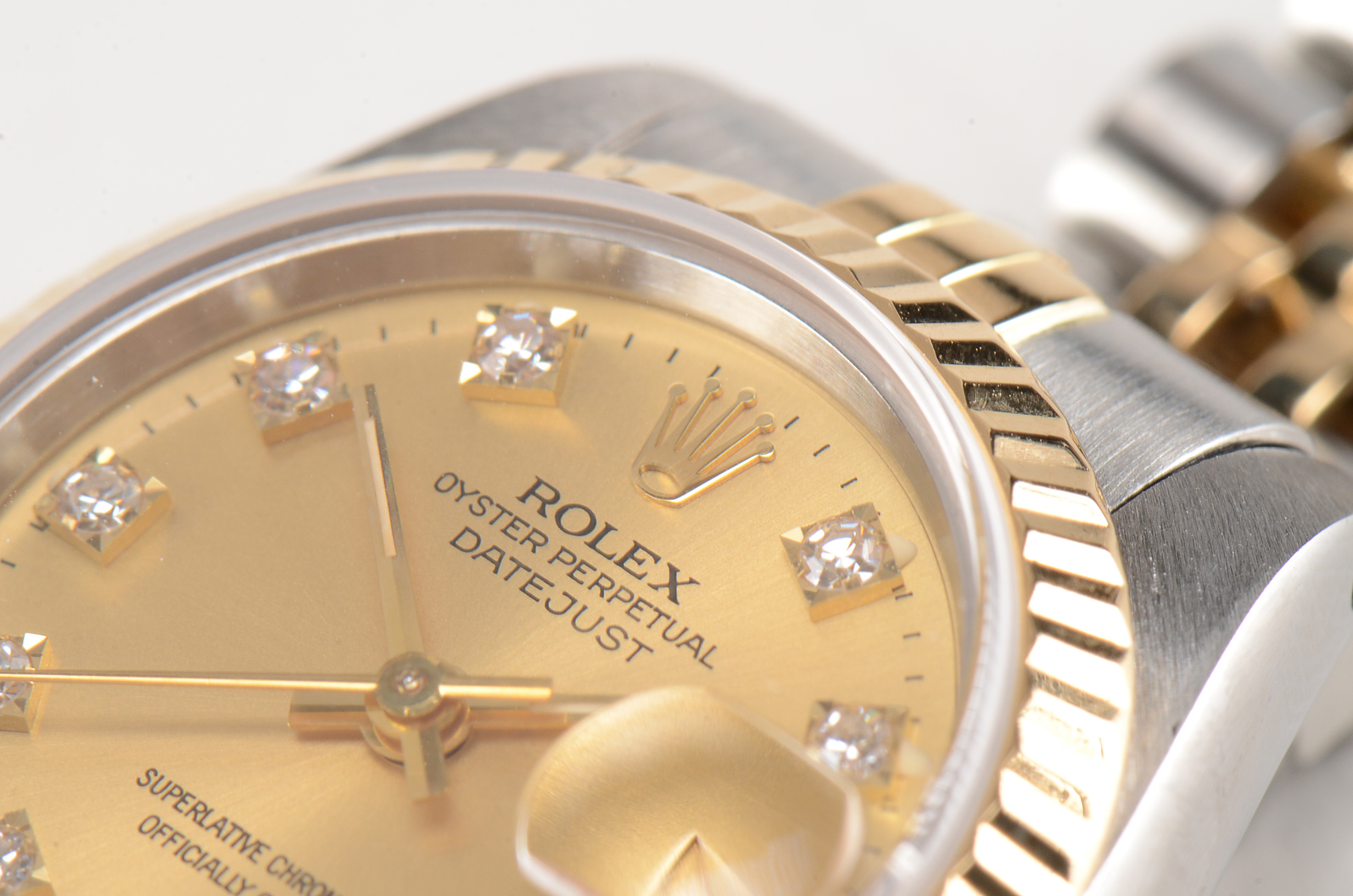 Women's Rolex Datejust 18K Yellow Gold and Stainless Steel Champagne Diamond Dial Automatic Watch