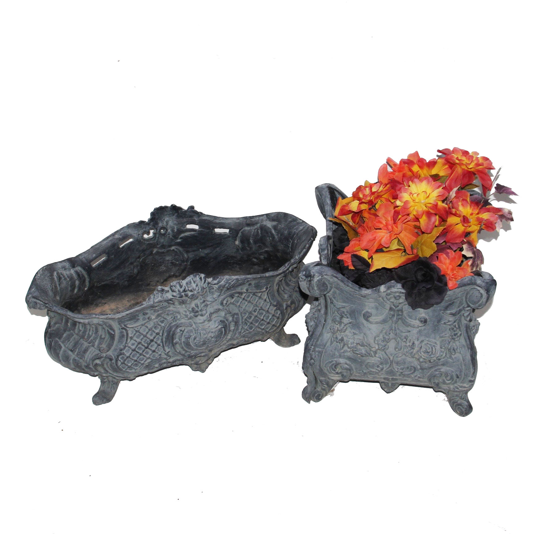 Pair Decorative Metal Planters