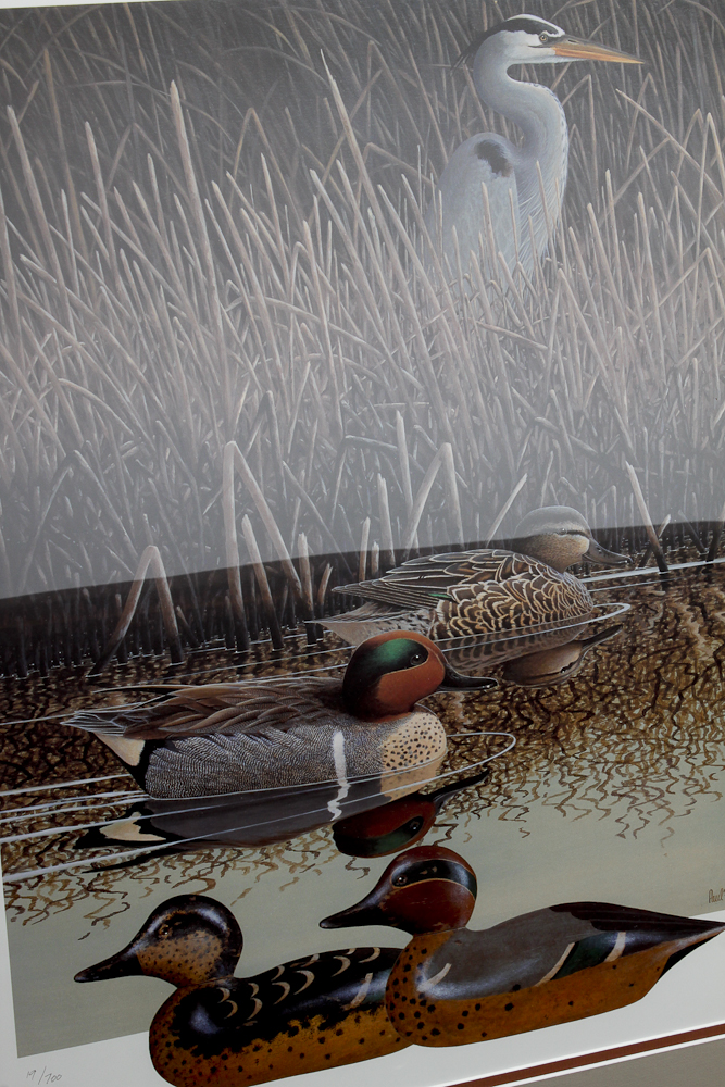 Framed Duck Decoy Lithograph by Paul F. Bridgford