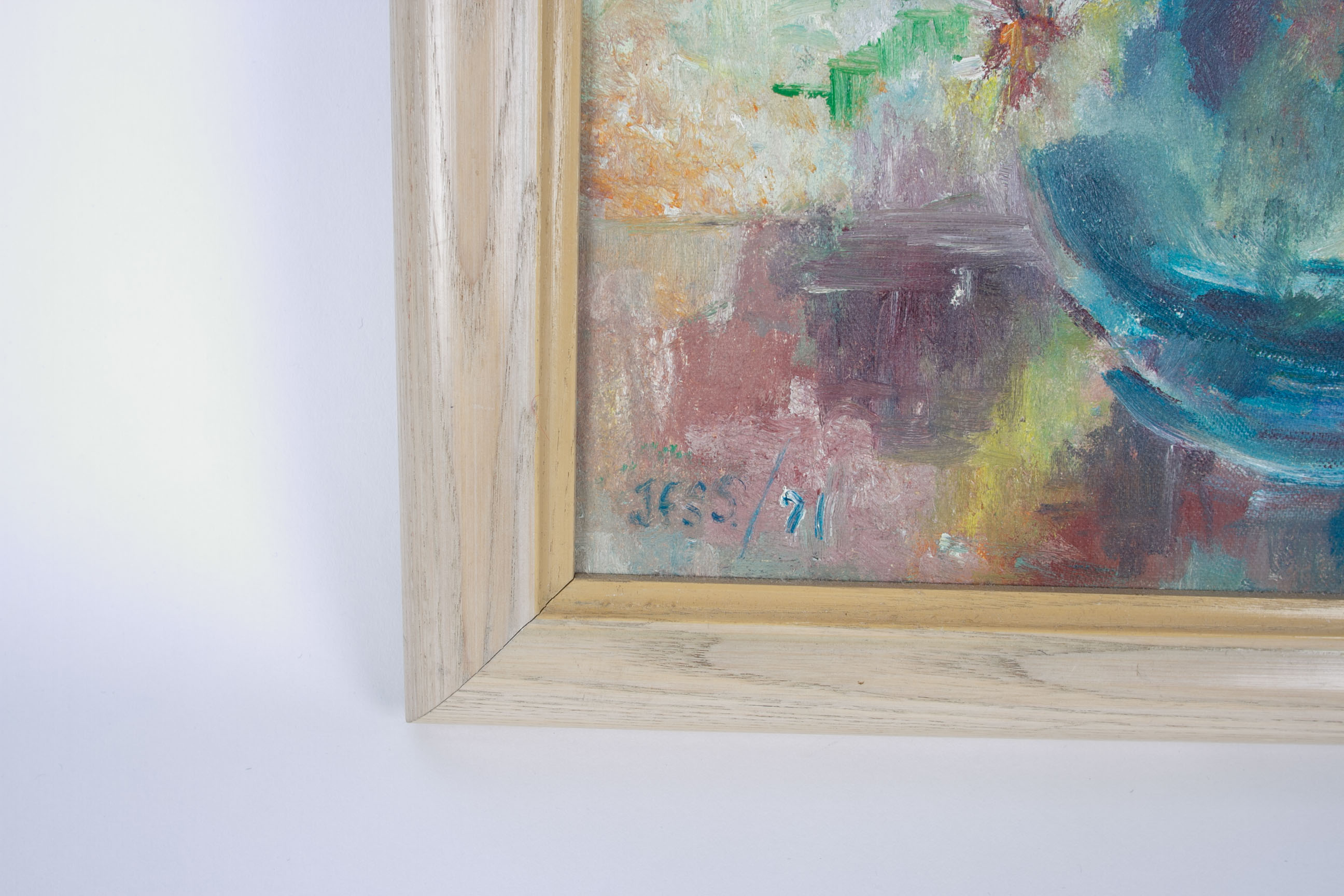 JESS Signed Floral Still Life Oil on Canvas