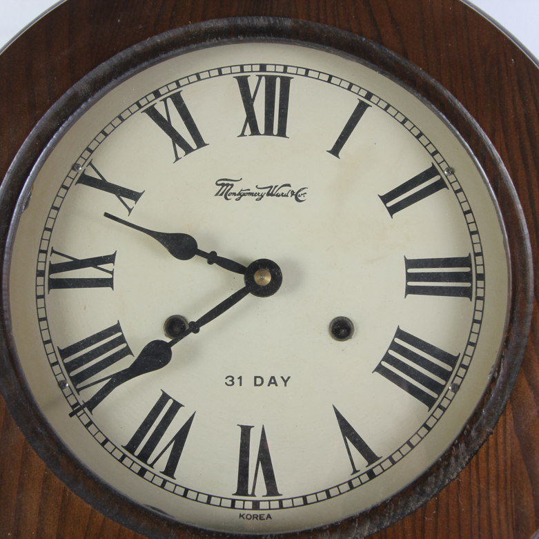 Vintage Montgomery Ward & Co. Wood Wall Clock