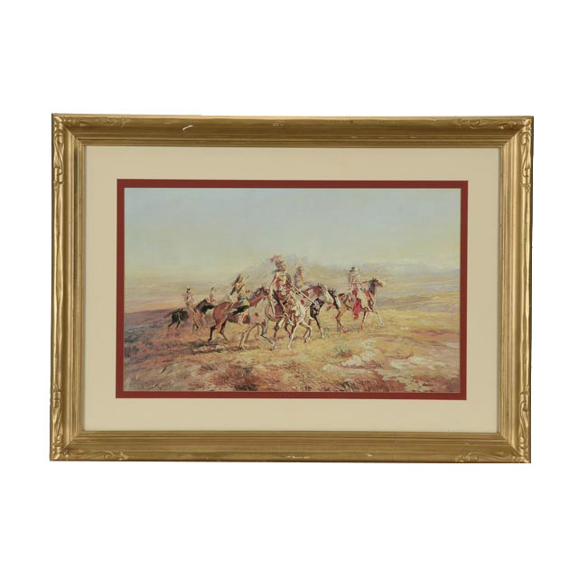 Charles Russell Offset Lithograph "Sun River War Party"