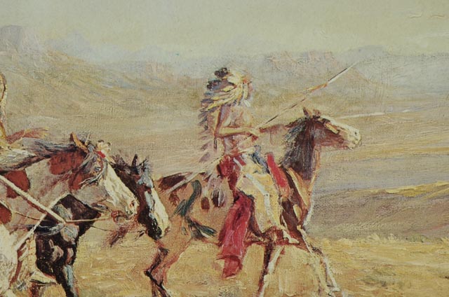 Charles Russell Offset Lithograph "Sun River War Party"